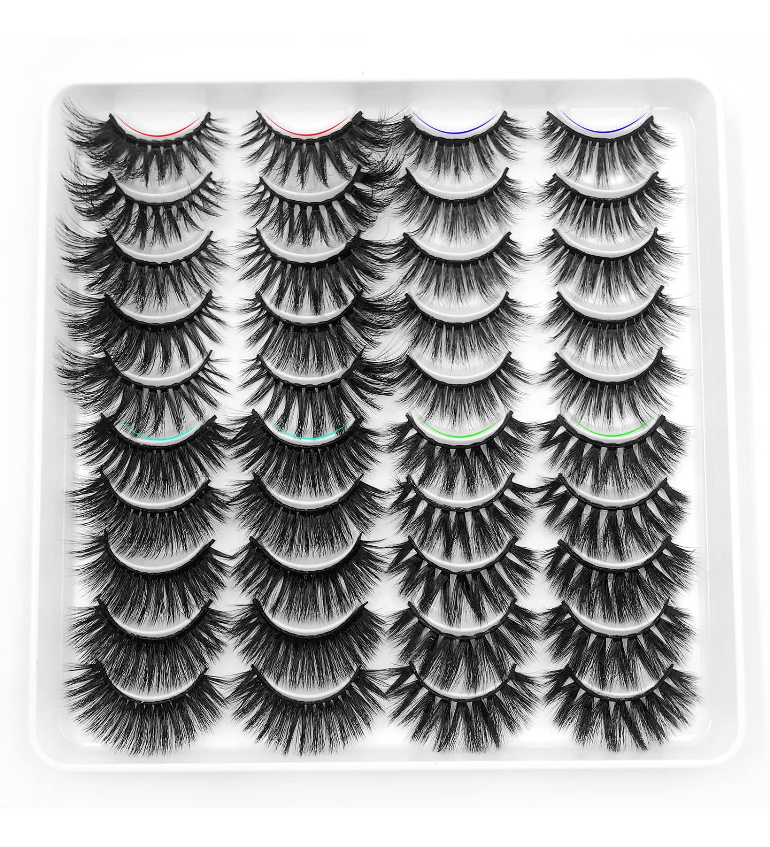 IFLOVEDEKD 20 Pairs Long 3D Mink Reusable Strip Lashes - 4 Styles, Handmade & Fluffy for Dramatic Eyes | Soft & Thick False Eyelashes Multipack - Buy Online on GoSupps.com