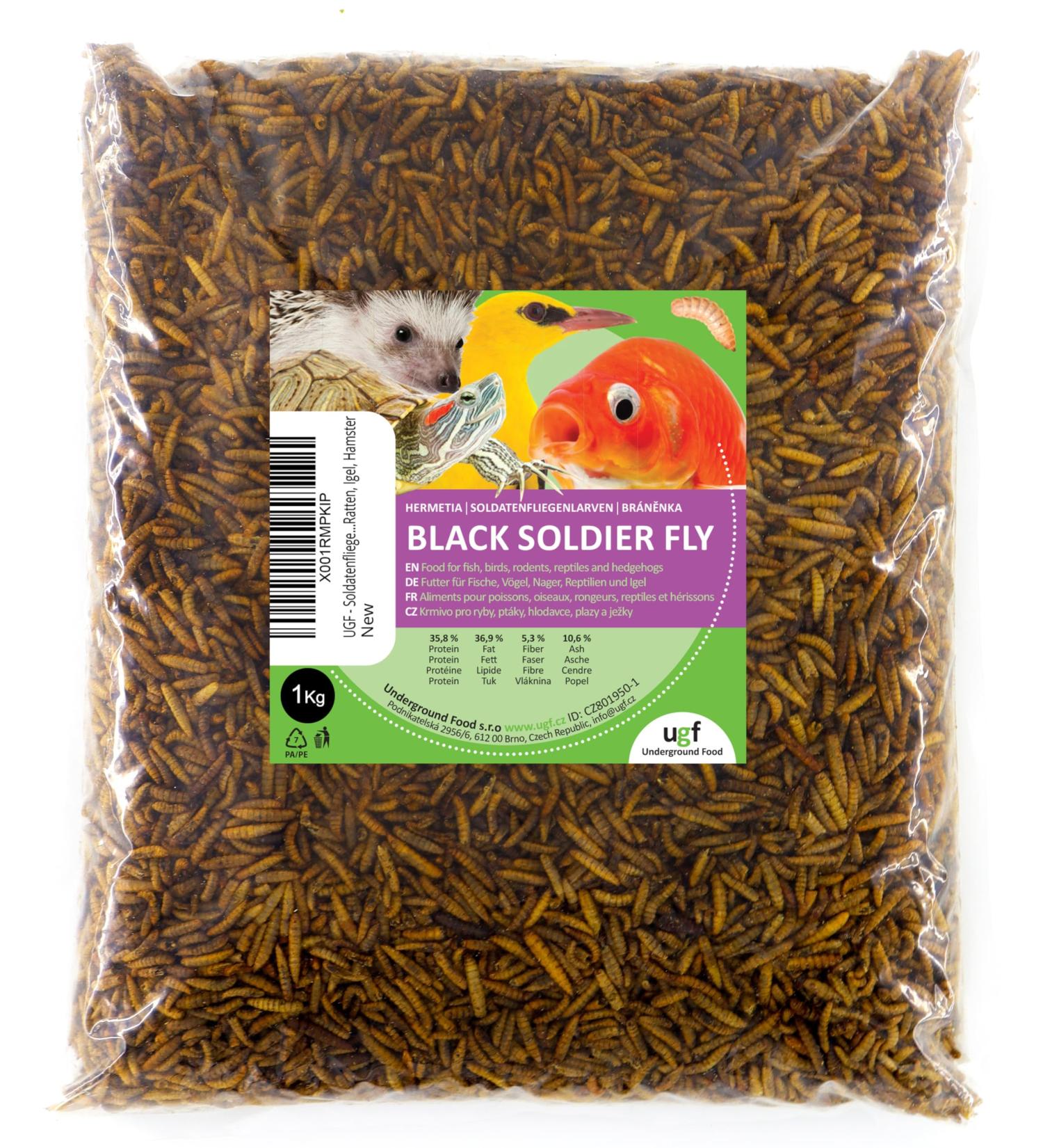 UGF Soldier Fly Larvae (1 kg) - Superior to Dried Mealworms 85x Calcium Boost for Wild Birds Turtles & More - Buy Online on GoSupps.com