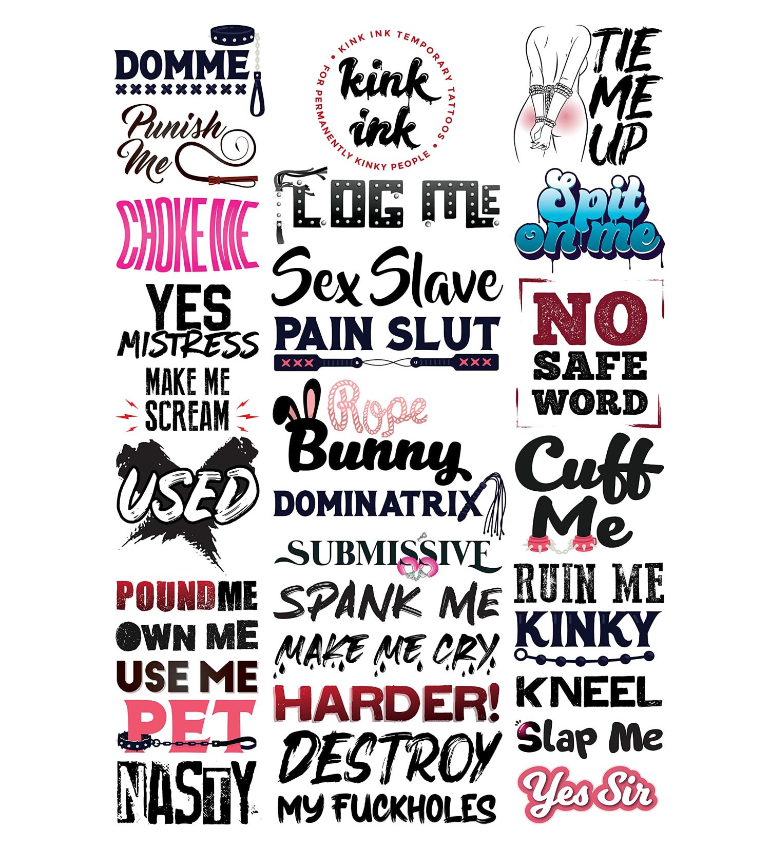 Kink Ink - 30 BDSM Temporary Tattoos - Sexy, Naughty, Kinky Adult Fake Stickers - Buy Online on GoSupps.com