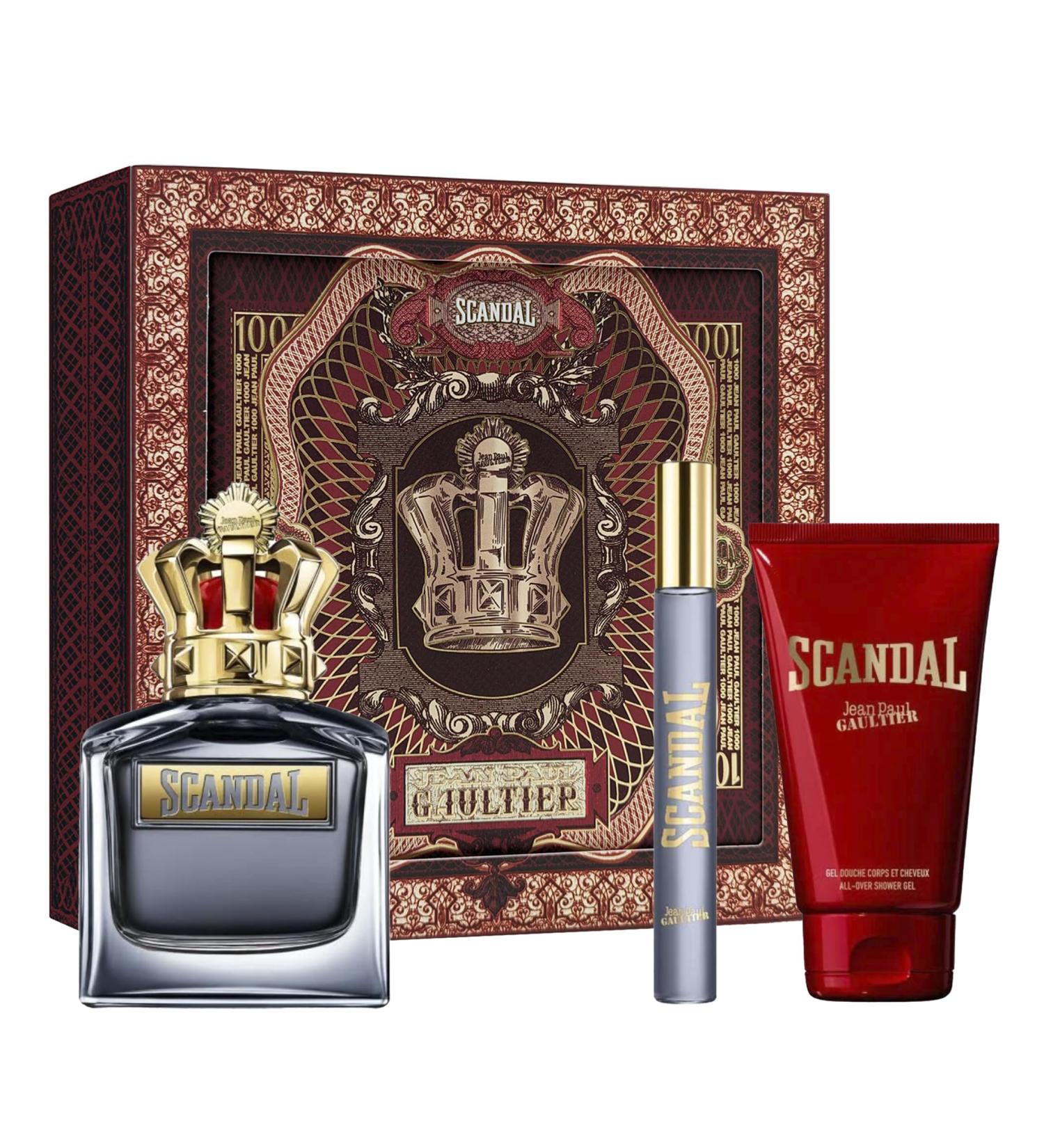 Jean Paul Gaultier Scandal 3-Piece Set for Men (3.4 Oz Eau De Toilette Spray + 2.5 Oz Shower Gel + 0.34 Oz Eau De Toilette)