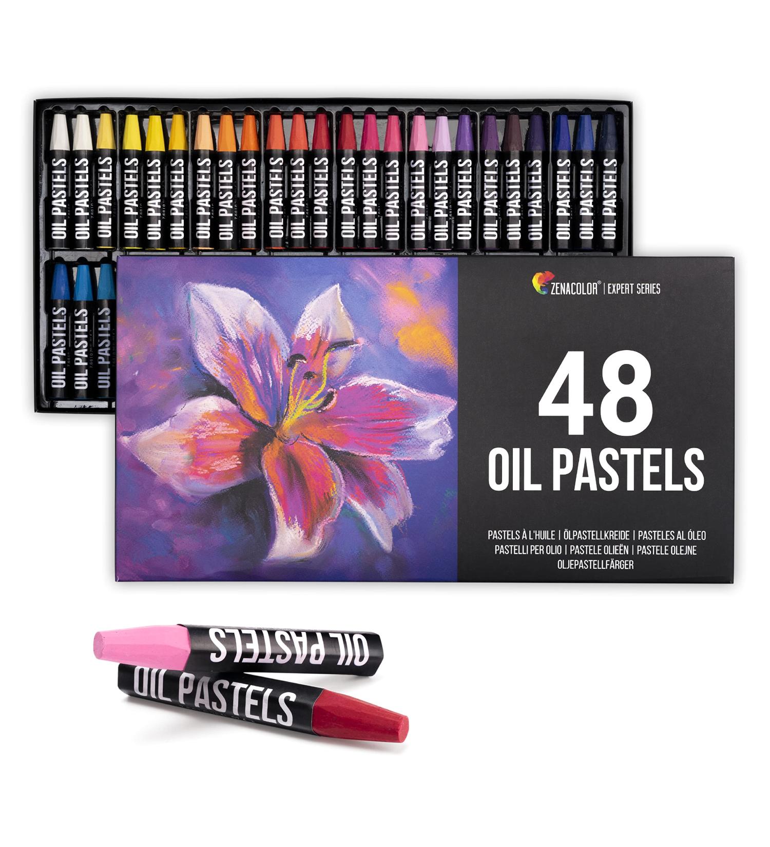 Zenacolor Oil Pastels Set - 48 High-Pigment Water-Resistant Colors - Soft Texture - Art Supplies for Artists - Buy Online on GoSupps.com