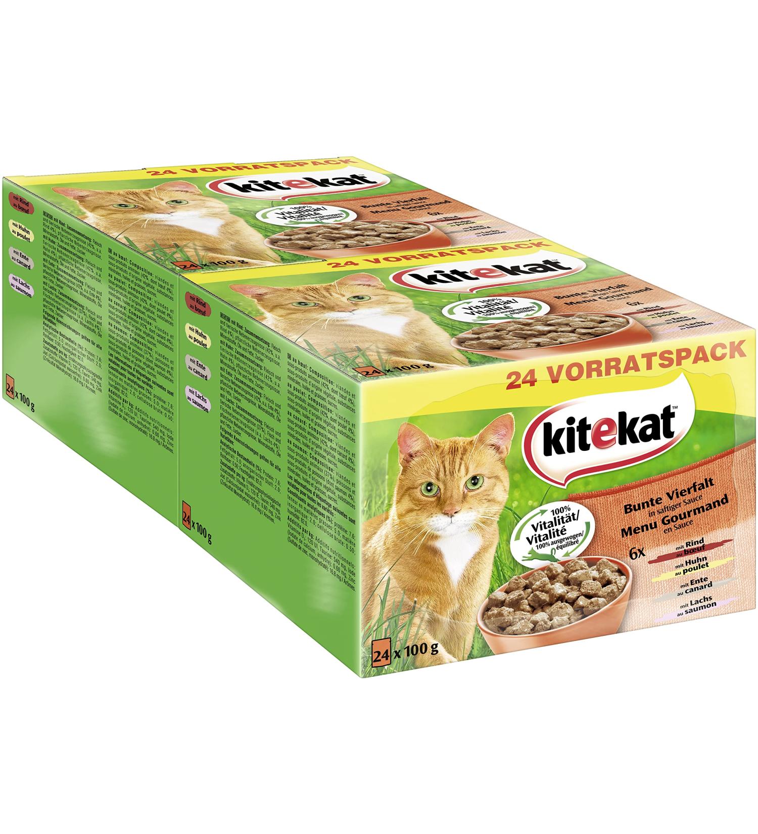 Kitekat wet cat food colorful fourfold in sauce 48 portion bags (2 x 24 x 100g) Colorful variety