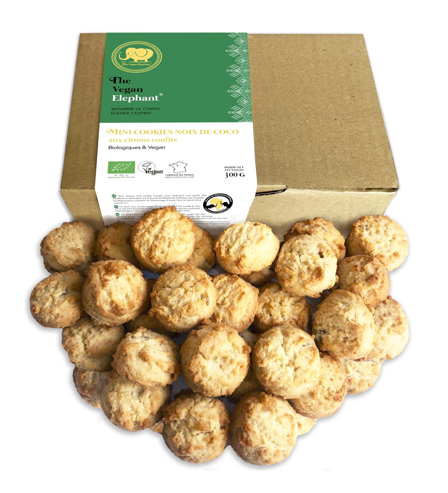 Mini Organic & Vegan Coconut Cookies with Candied Lemons Made in France and Artisanal. 300g - Buy Online on GoSupps.com
