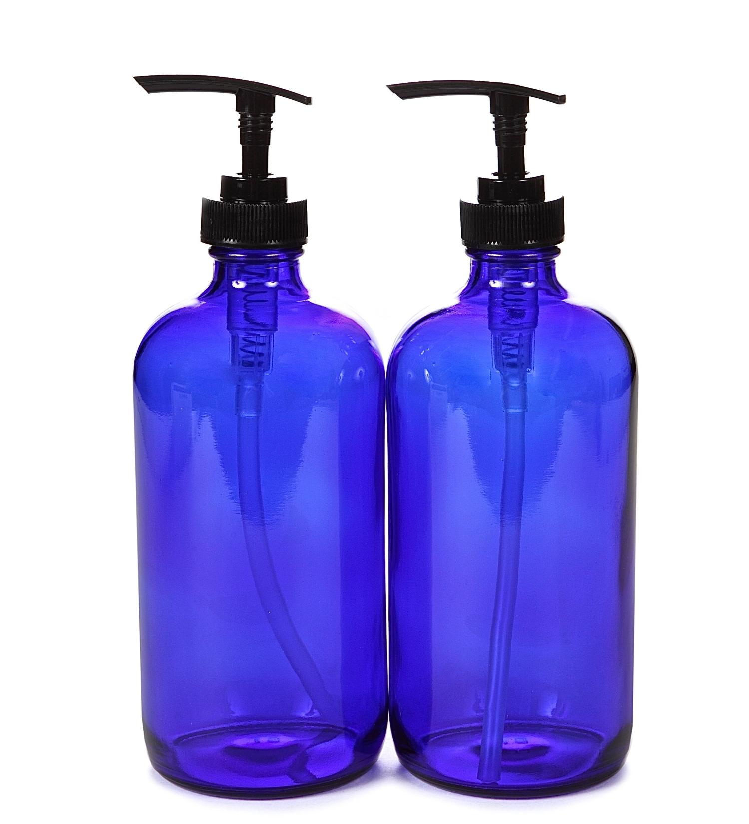 Vivaplex 16 oz Cobalt Blue Glass Bottles with Black Lotion Pumps Large Empty Spray Bottles for eCommerce Shipping Worldwide - Buy Online on GoSupps.com