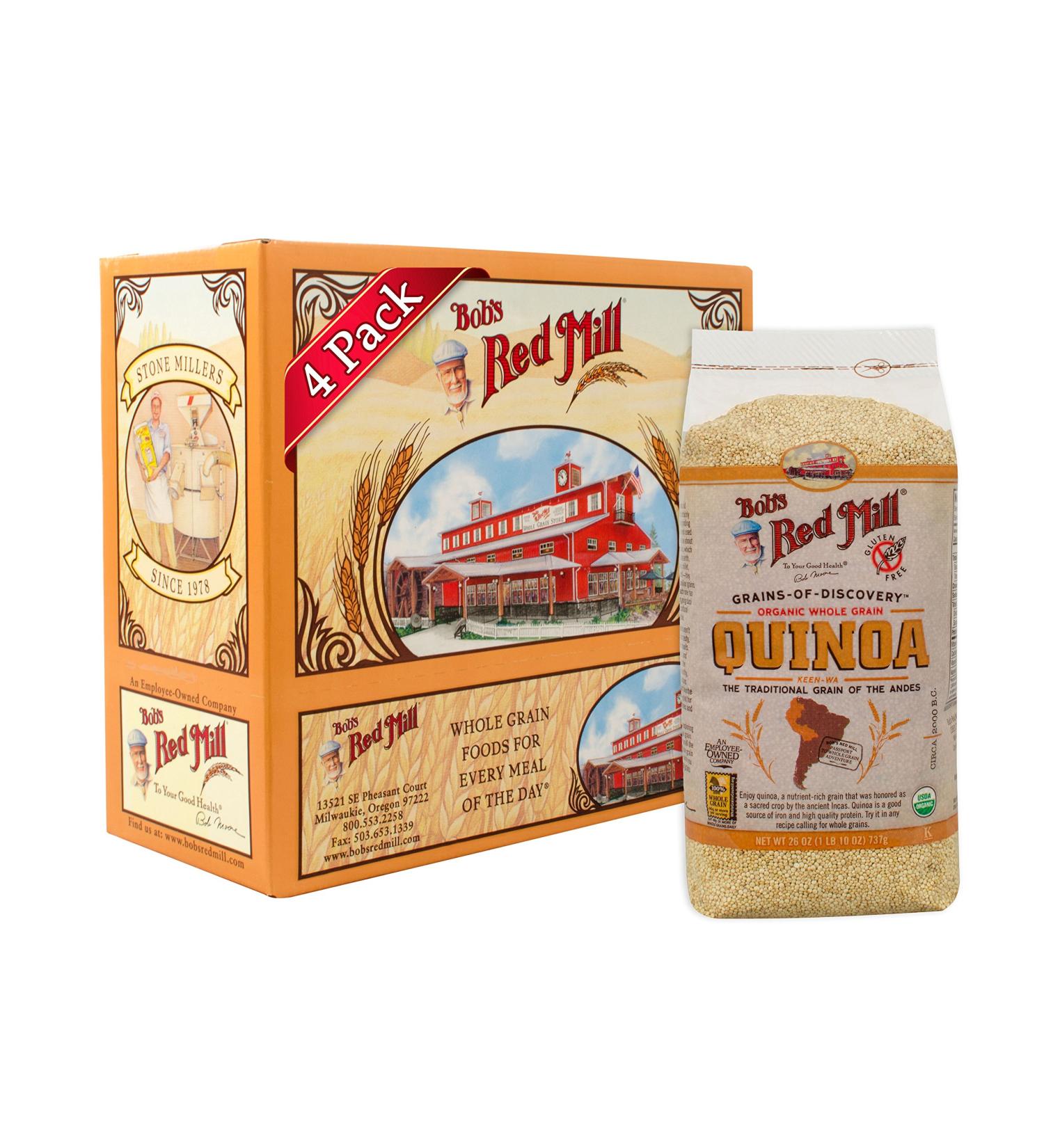 Bob's Red Mill Organic White Quinoa 26 Ounce Packages (Pack of 4) - 6.48 Pounds Total - Buy Online on GoSupps.com