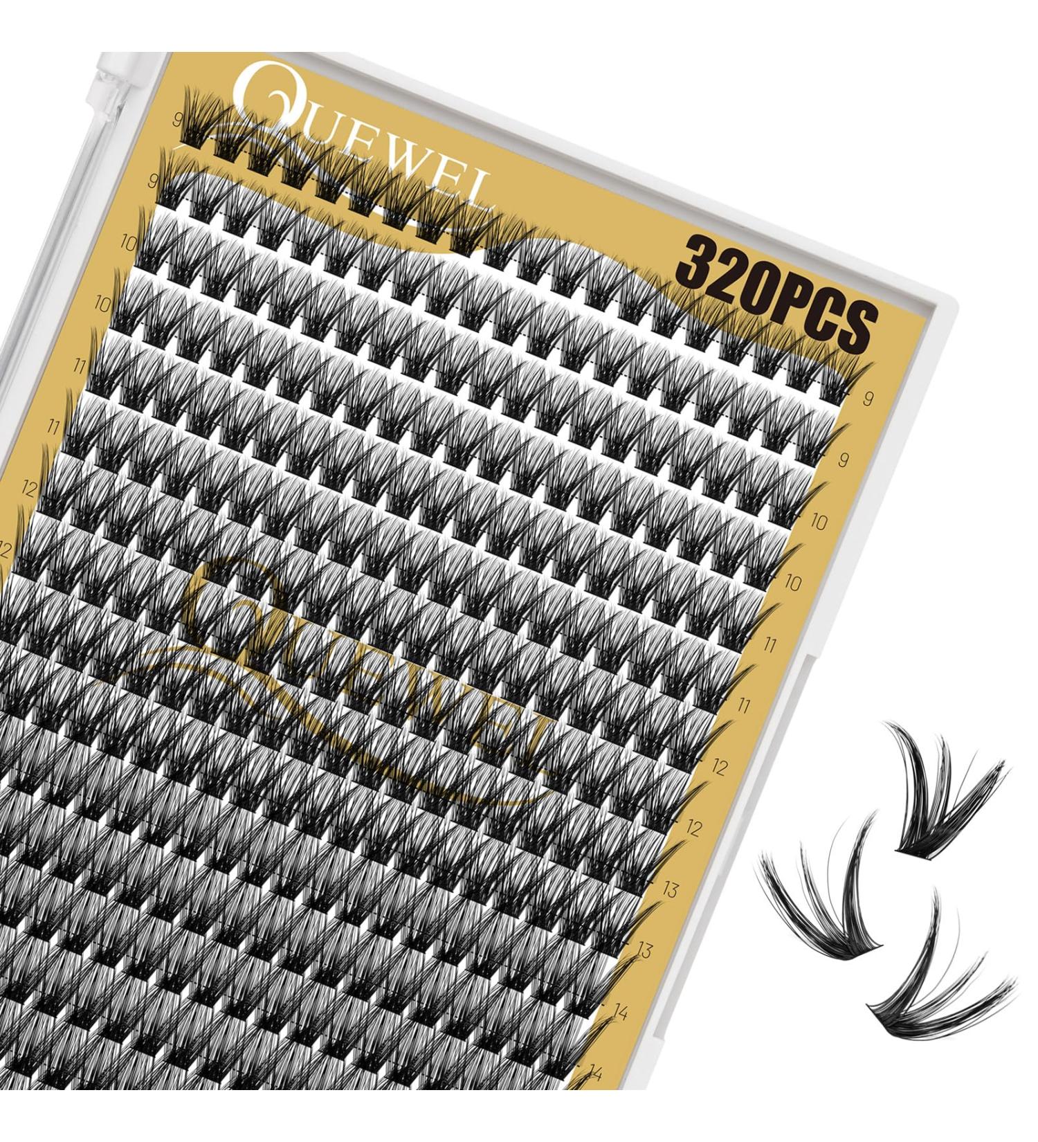 Individually Quewel 320stk Eyelashes - 50D 0.07 C Curl Mix 9-16mm | Reusable Artificial Eyelashes for DIY Makeup - Buy Online on GoSupps.com