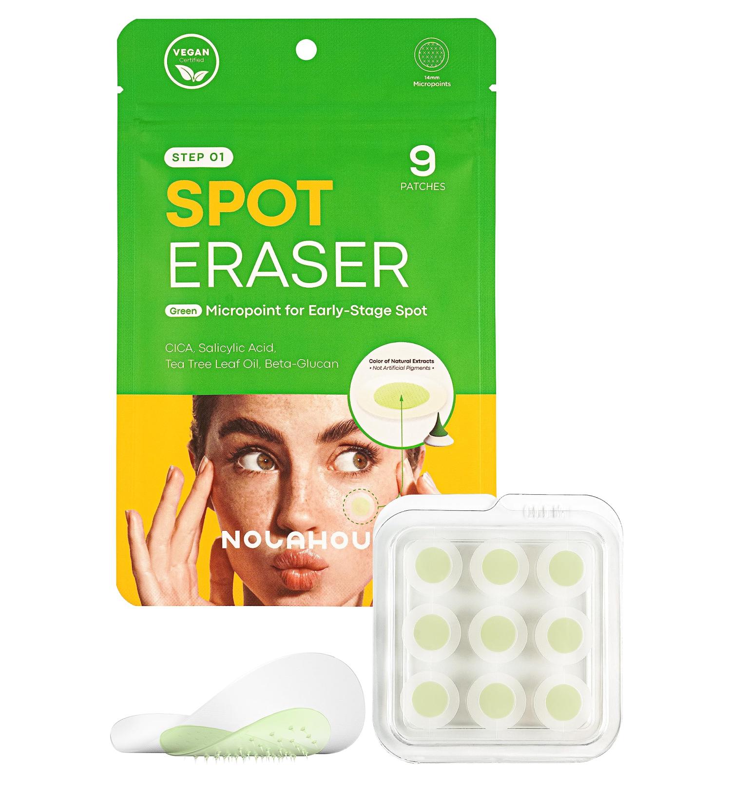 Spot Eraser Green Micropoint Pimple & Dark Spot Patches | Effective Zit Stickers for Face | 9 Patches for Early-Stage Spots - Buy Online on GoSupps.com