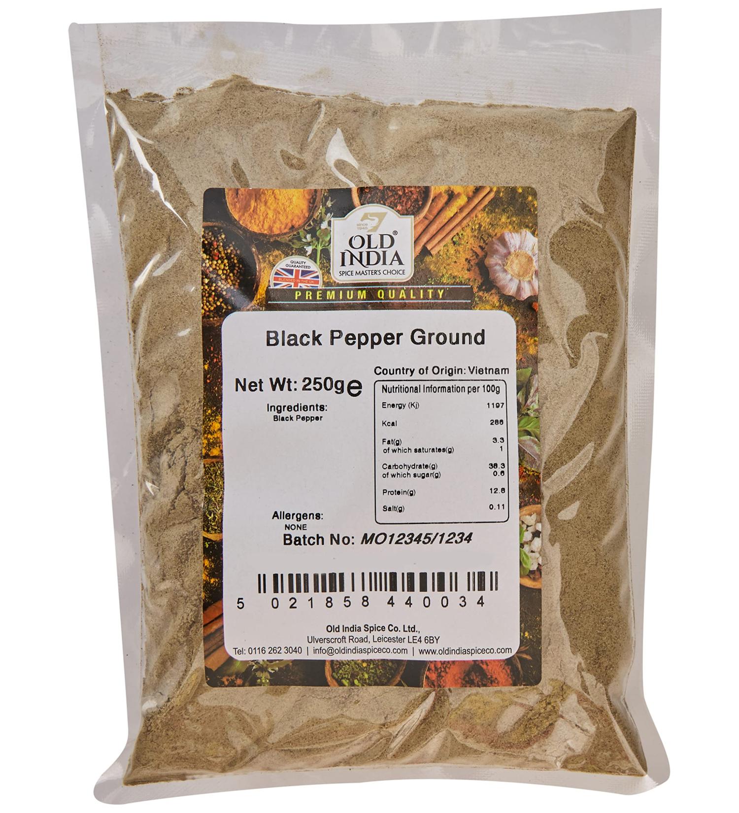 Old India Black Pepper Ground 250g - Premium Quality Spice (Pack of 1) - Buy Online on GoSupps.com