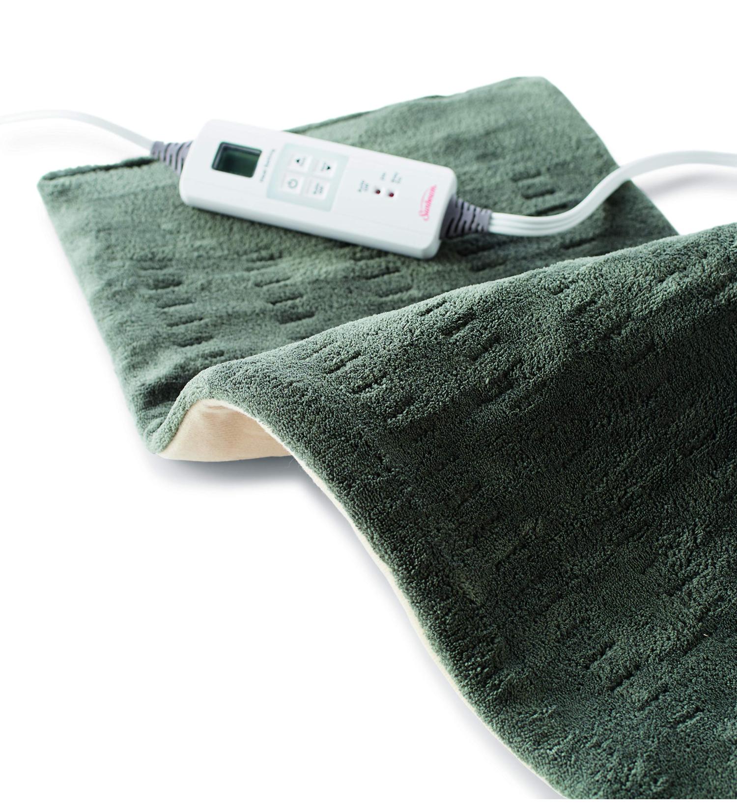 Sunbeam Heating Pad for Back, Neck, and Shoulder Pain Relief - 6 Heat Settings, Auto Shut Off, Extra Large 12 x 24 - Green - Buy Online on GoSupps.com