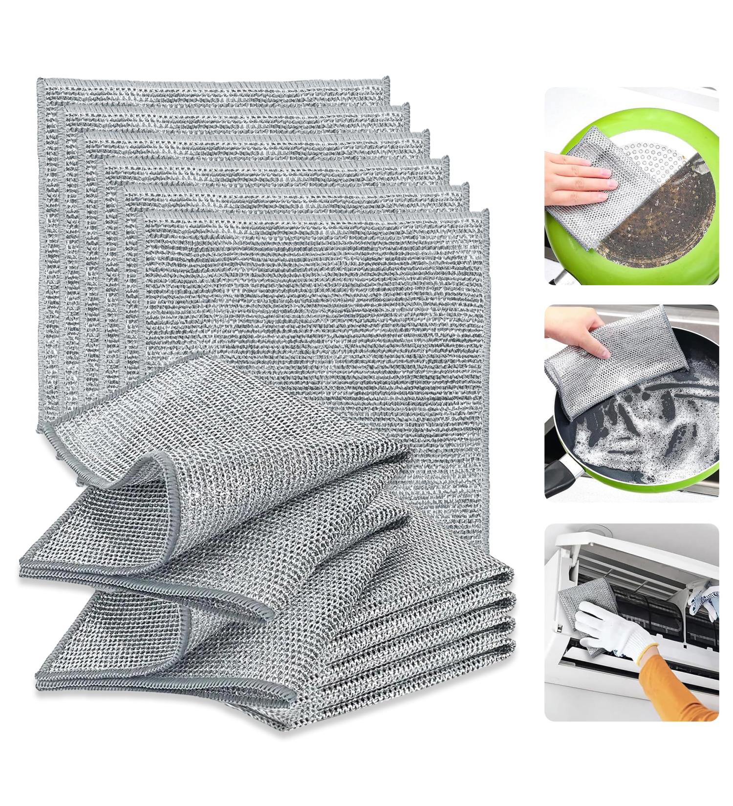 12 Pcs Wire Dishwashing Rag for Wet and Dry 7.9x7.9 inch Non Scratch Wire Dishcloth Reusable Cleaning Cloth Dish Multipurpose Wire Dishwashing Rags for Dishes Sinks Counters - Buy Online on GoSupps.com