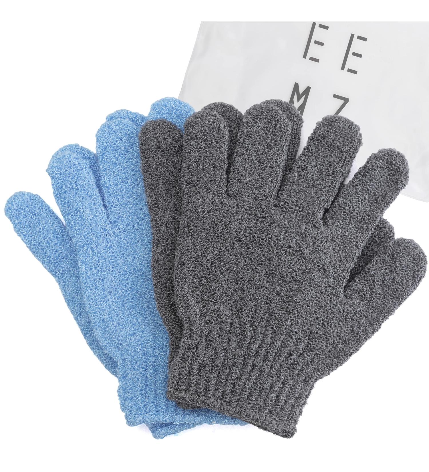 Plant Based Deep Exfoliating Glove - Dual-Sided Mitt for Body and Face - Dead Skin & Fake Tan Remover - Grey & Blue - Buy Online on GoSupps.com