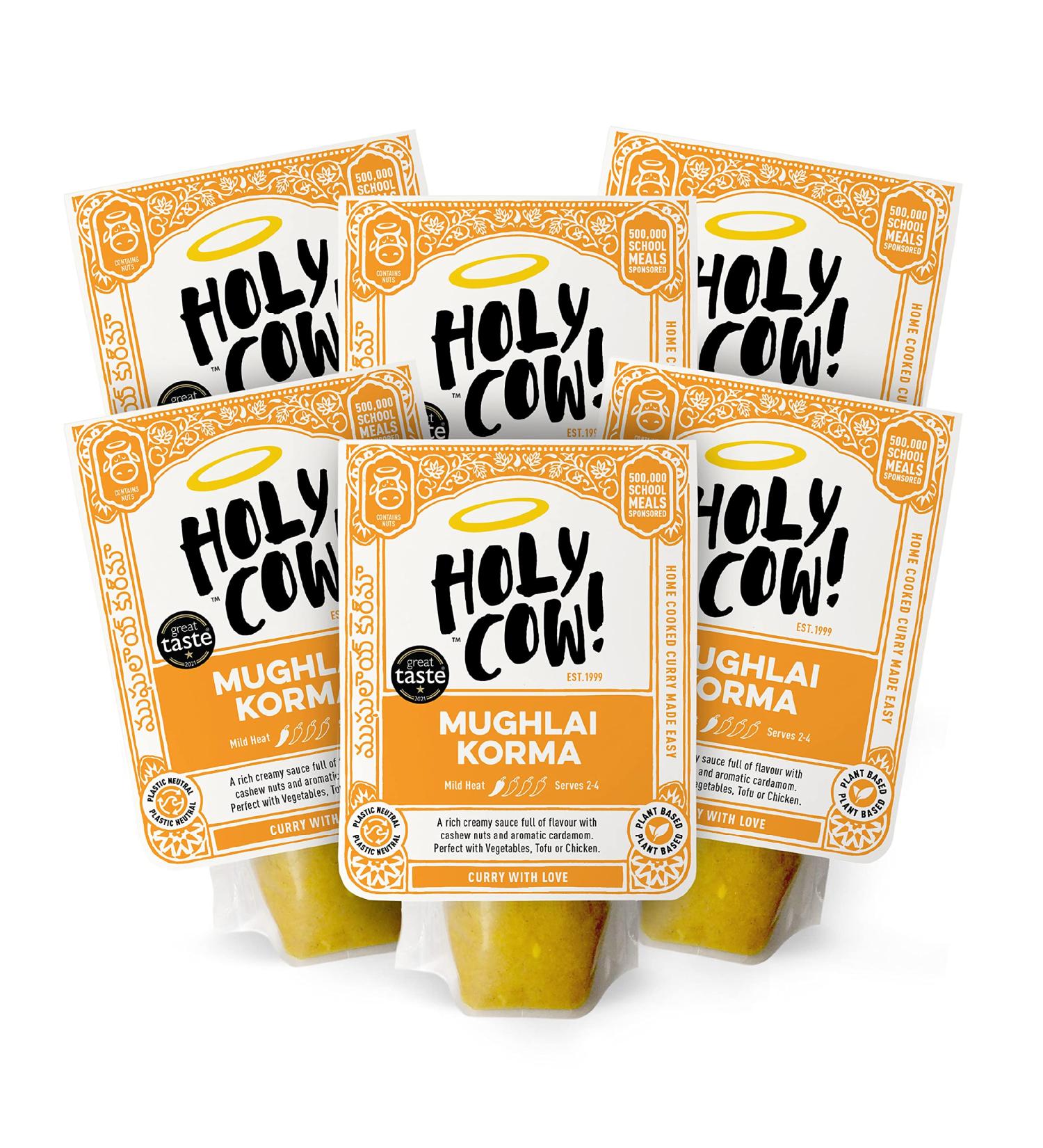 Holy Cow! Indian Curry Sauces : Mughlai Korma Sauce Curry Kit (6 x 250g) Gluten Free Vegan Curry Recipe Indian Takeaway Meal Kit Curry Cooking Sauce Made with Authentic Korma Paste. Curry Gift Set - Buy Online on GoSupps.com