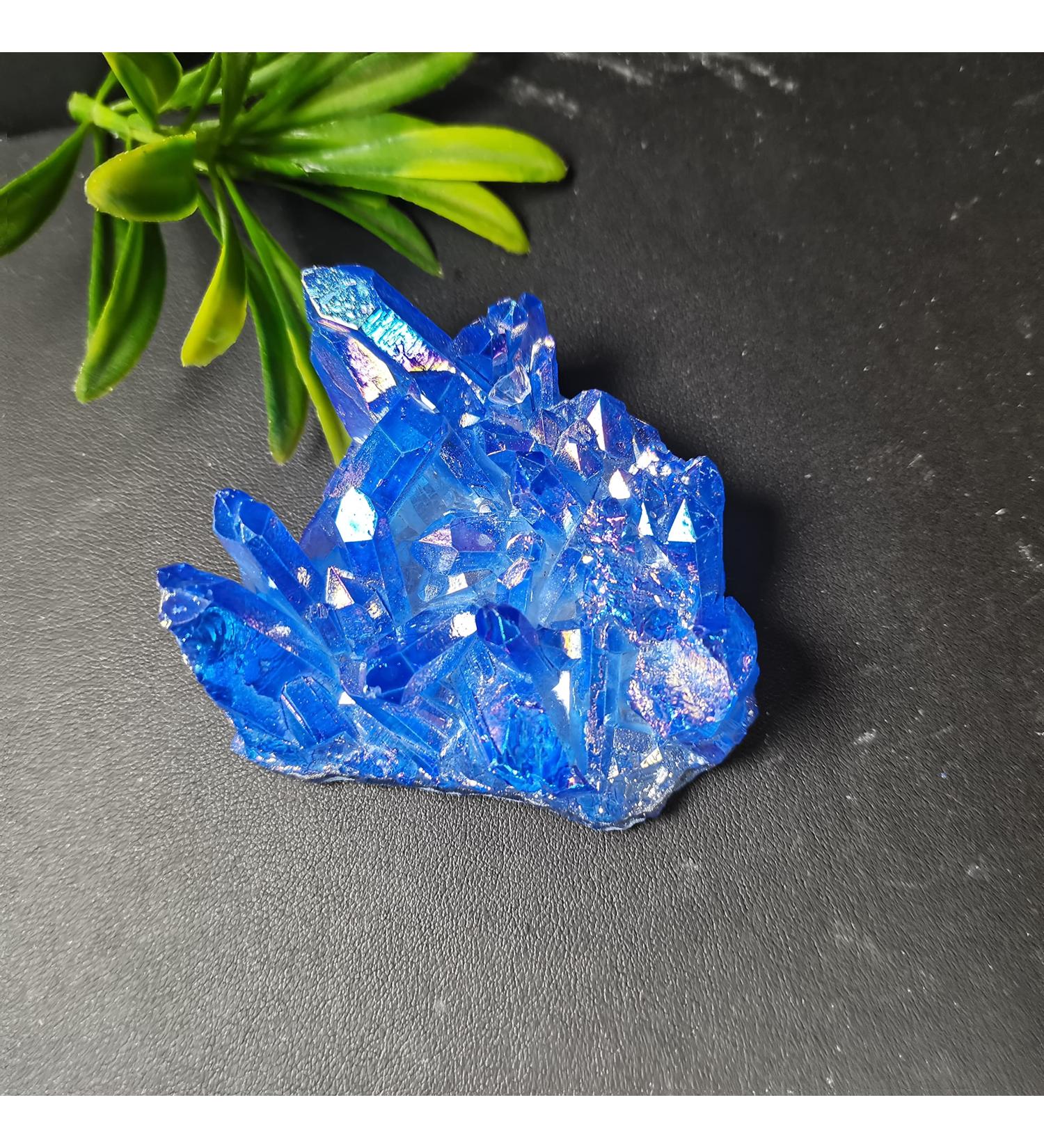 Natural Crystal Rough Home Decoration Crystal Cluster Specimen Blue Angel Aura Flower Natural Electroplating Gemstone Quartz Cluster Stones (Size : 90-110) - Buy Online on GoSupps.com