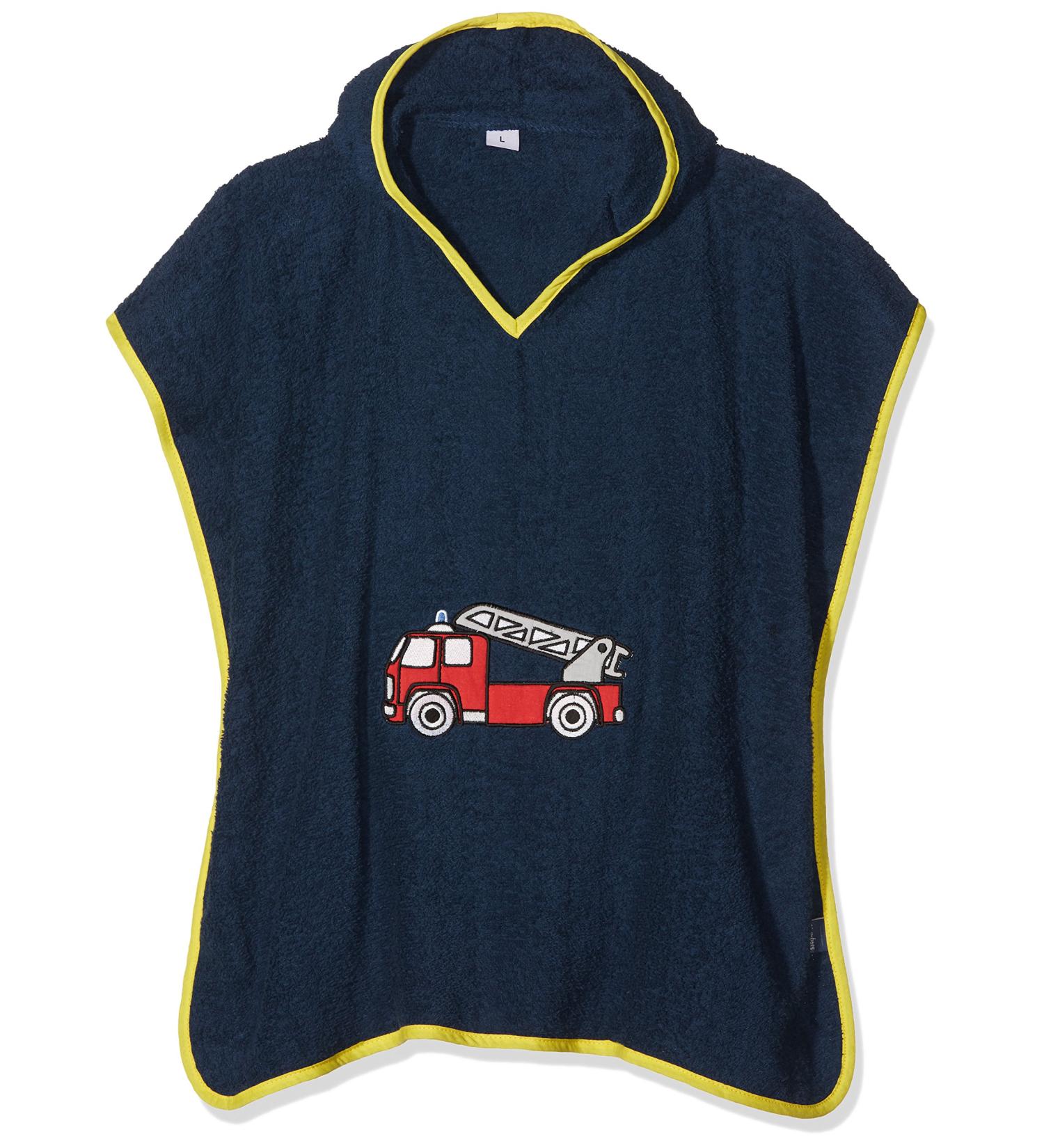 Playshoes Unisex Children's Terry Cloth Poncho Bathrobe Towel S (up to approx. 4 years) Fire Brigade