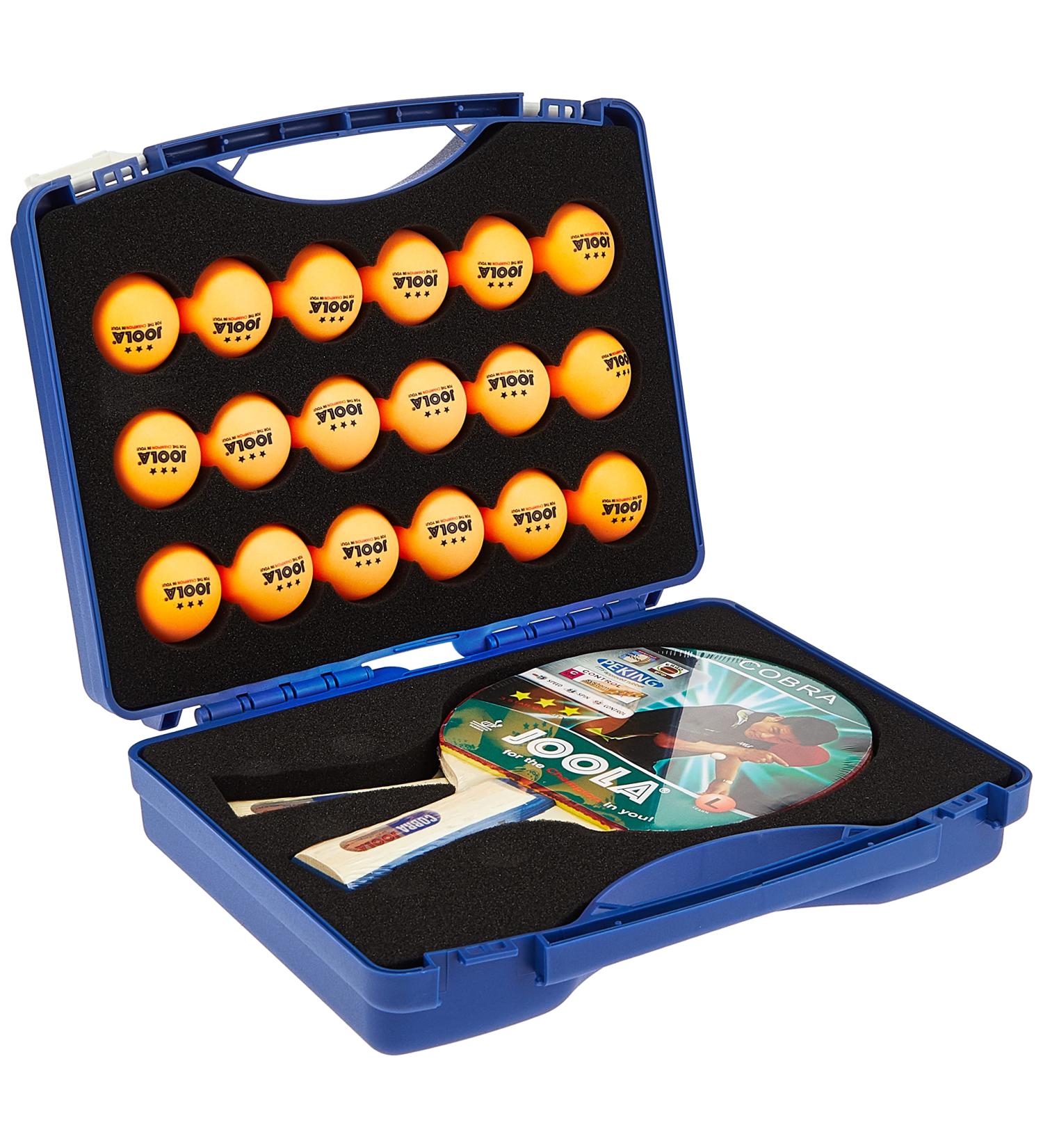 JOOLA Tour Carrying Case with Ping Pong Paddle, 18 Competition Balls, and Room for 2 Rackets - Durable High Density EVA Foam Lining - Table Tennis Storage Solution - Buy Online on GoSupps.com