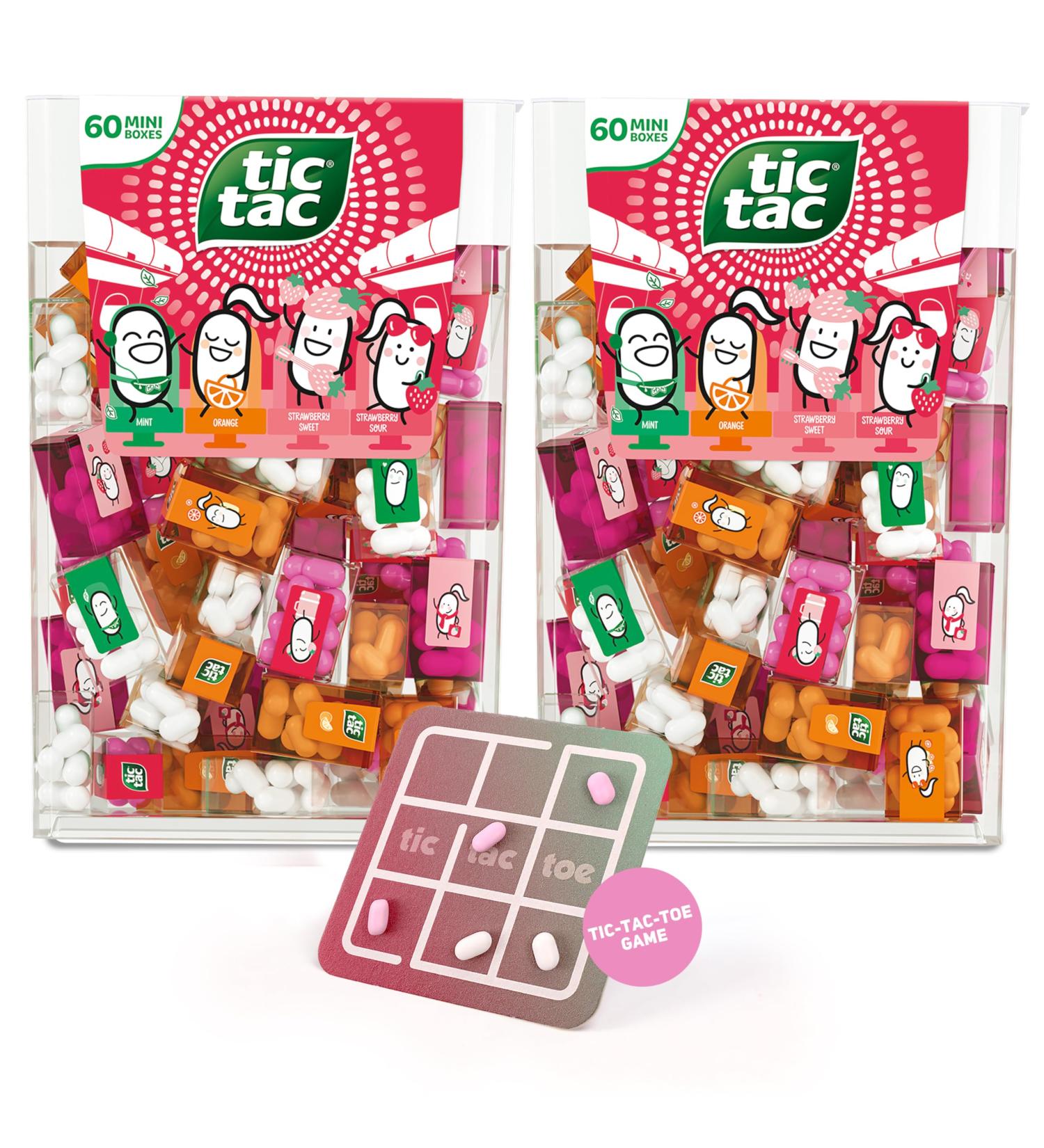 Tic Tac Strawberry Mix Lot de 2 60 Mini-Bo tes par Pack (4 Saveurs) + Jeu de Morpion 120 Mini Bonbons pour Anniversaires Sachets Cadeaux Bars Bonbons & F tes d Enfants - Buy Online on GoSupps.com