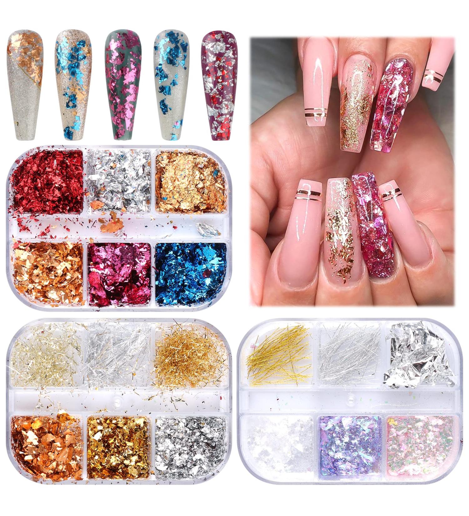 Ebanku 3pcs Nail Art Foils - Double-Sided Glitter Gold Stickers for DIY Nail Decorations - Buy Online on GoSupps.com