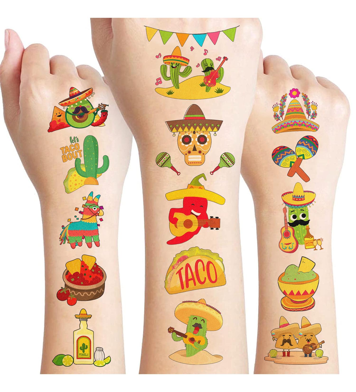 96PCS Mexican Taco Twosday Temporary Tattoos for Kids Birthday Party Decorations & Favors - Buy Online on GoSupps.com
