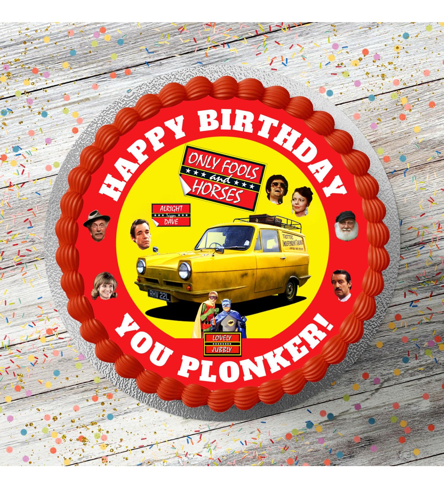Only Fools And Horses Themed Pre Cut Edible Icing Cake Topper 7.5 Inch Round Cake Decoration - Buy Online on GoSupps.com