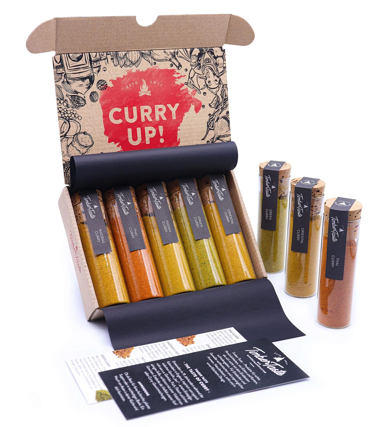 Indian Spices Gift Set | 5x Curry Spice Mix & Taste Guide (PDF) | Perfect Kitchen Gift for Easter & Culinary Enthusiasts - Buy Online on GoSupps.com