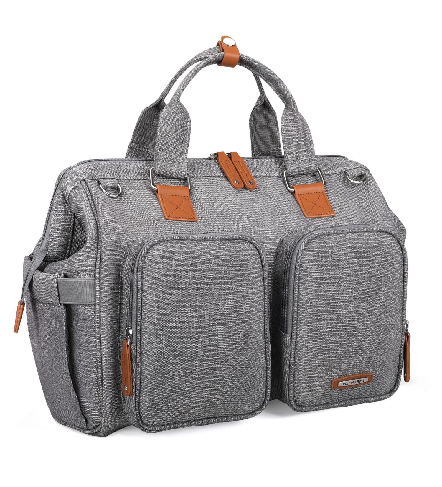 Pomelo Best Baby Changing Bag with Pram Clips and Changing Mat Embossed Grey - Buy Online on GoSupps.com