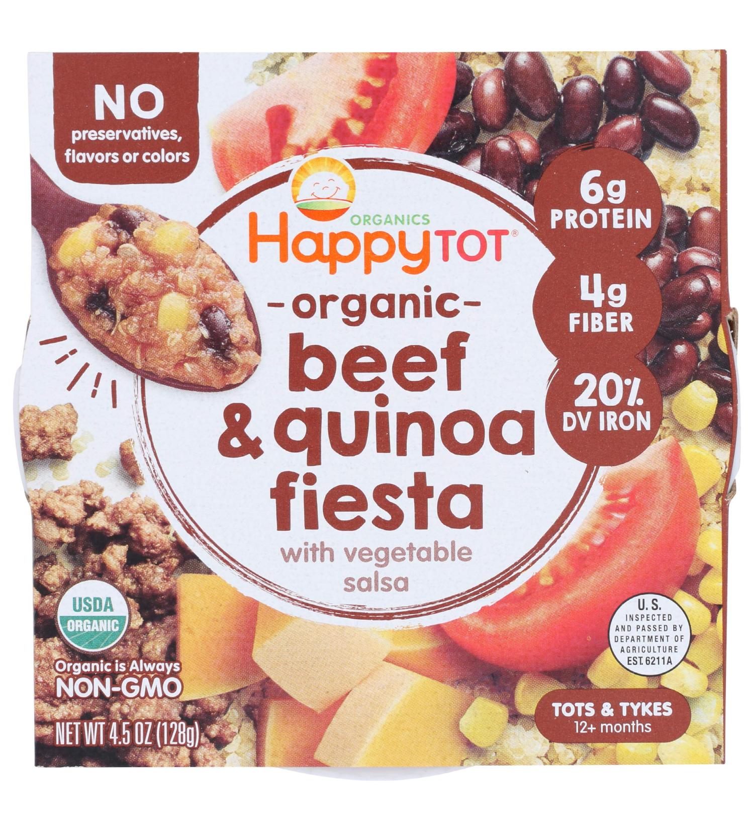 Organic Beef & Quinoa Fiesta Meal Bowl - 4.5 OZ | Happy Tot - Buy Online on GoSupps.com
