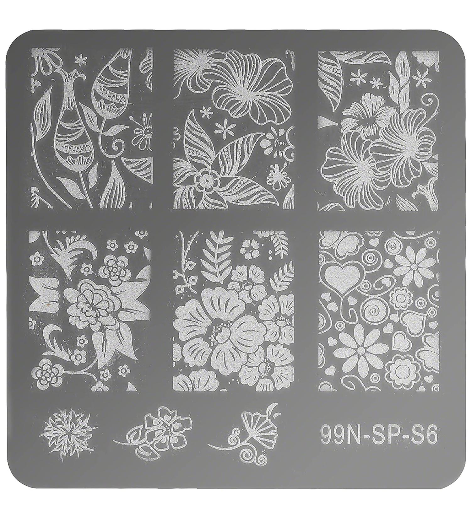 99nails Stamping Plate Square - Lovely Flower | Buy Flower Nail Art | International Shipping - Buy Online on GoSupps.com