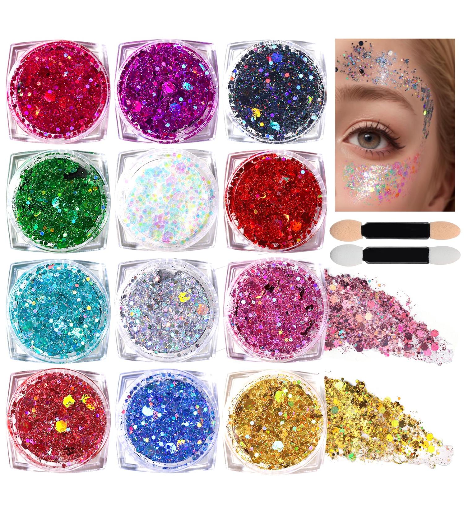 Teenitor Body Glitter Gel - 12 Colors Face & Hair Glitter for Festivals Halloween Makeup | Perfect for All Skin Types - Buy Online on GoSupps.com