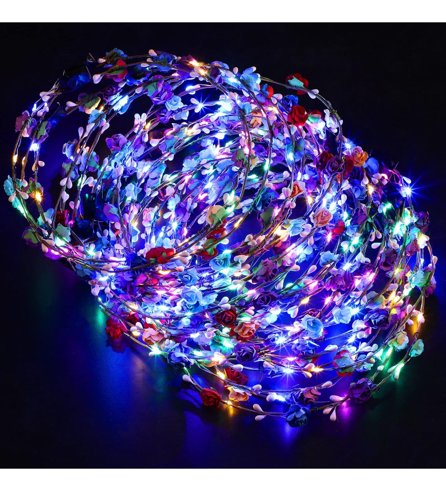 Janinka LED Flower Crown Headband - 30 Pieces, Light Up, Luminous, Glowing Fairy Crown for Women & Girls - Perfect for Valentine's Day, Wedding Party - Buy Online on GoSupps.com