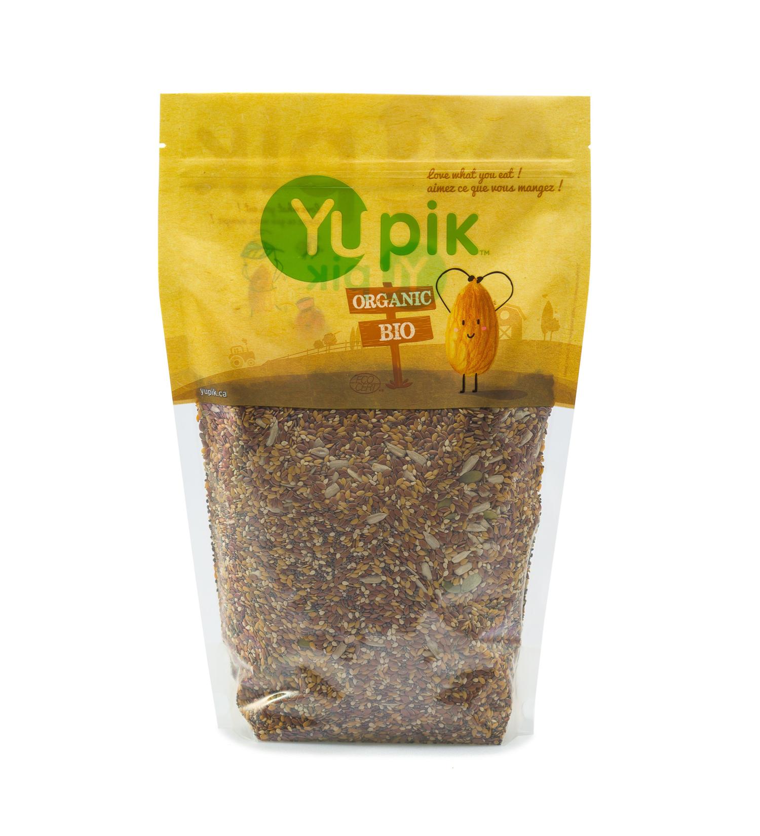 Yupik Organic Super 6 Seeds Mix 1 kg 6 Count GMO-Free Kosher Vegan Rich in Fiber Nutritious Raw Snack & Topping with Brown & Golden Flax Seeds Sunflower Sesame Chia & Pumpkin Seeds 1 count (Pack of 6) - Buy Online on GoSupps.com