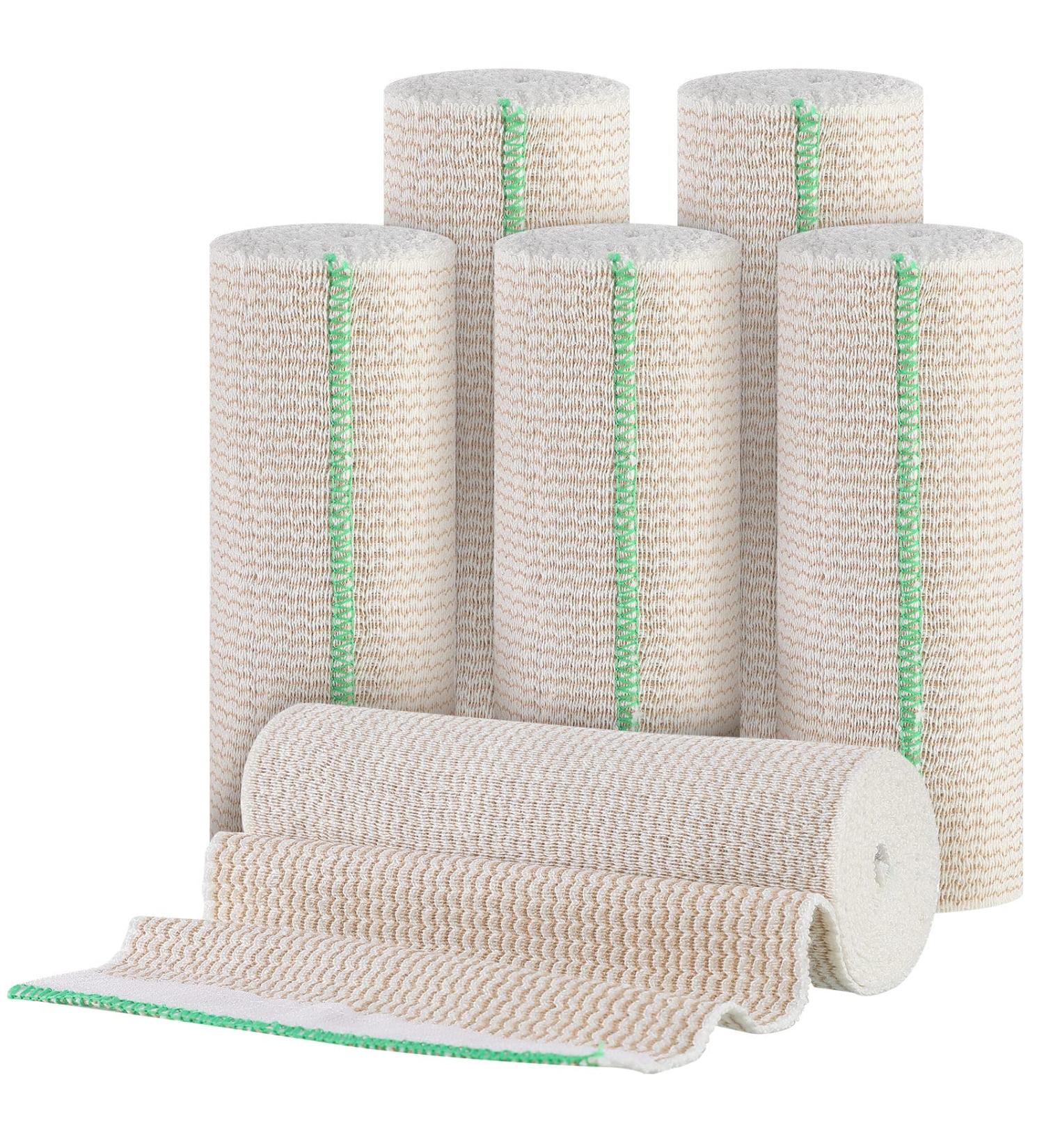 6 Pack 6 Inch Elastic Bandage Wrap with Hook and Loop Fasteners | Compression Wrap for Sprained Ankle, Knee, Elbow | 6 Inch Wide - Buy Online on GoSupps.com