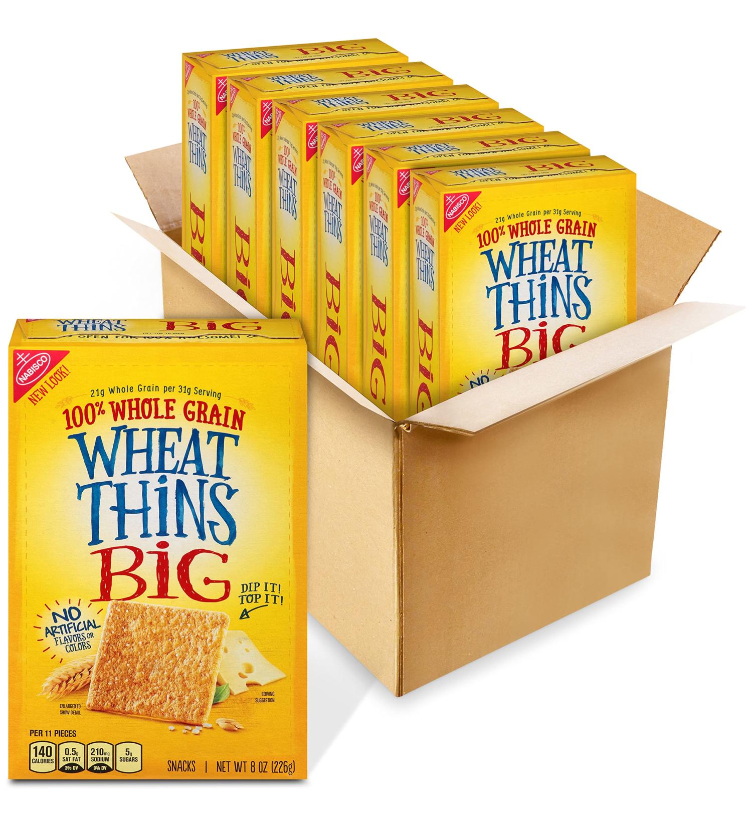 Wheat Thins Big Whole Grain Crackers - 6 Boxes (6-8 oz each) | Pack of 6 - Buy Online on GoSupps.com