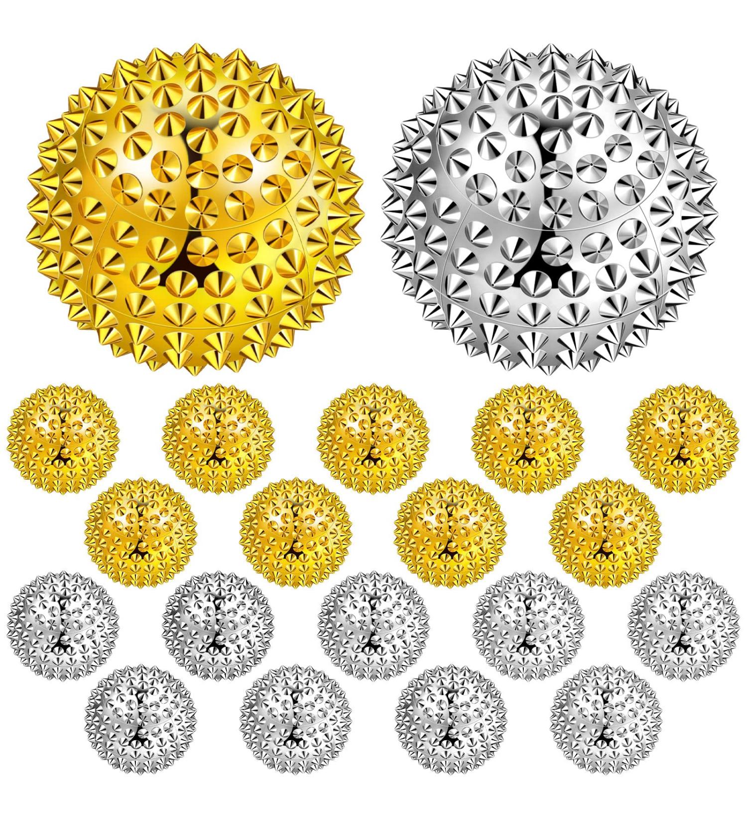 20 Pcs Magnetic Acupressure Massage Balls - Hedgehog Therapy Balls for Stress Relief (32mm Silver & Gold) - Buy Online on GoSupps.com
