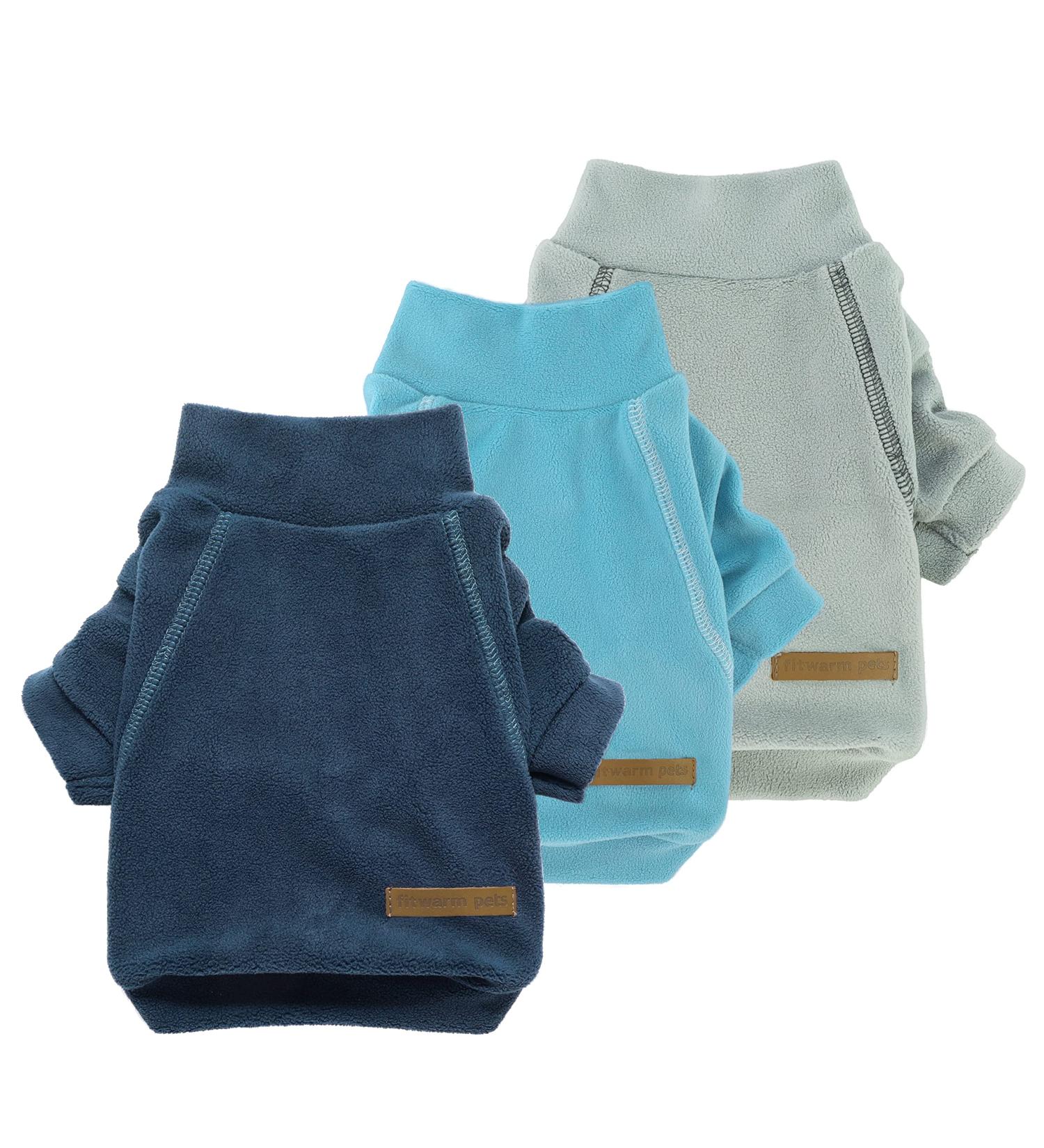 Fitwarm Fleece Dog Sweater Pack - Christmas/Winter Outfit for Small Dogs - Red/Green/Medium Blue - Pet Apparel - Buy Online on GoSupps.com