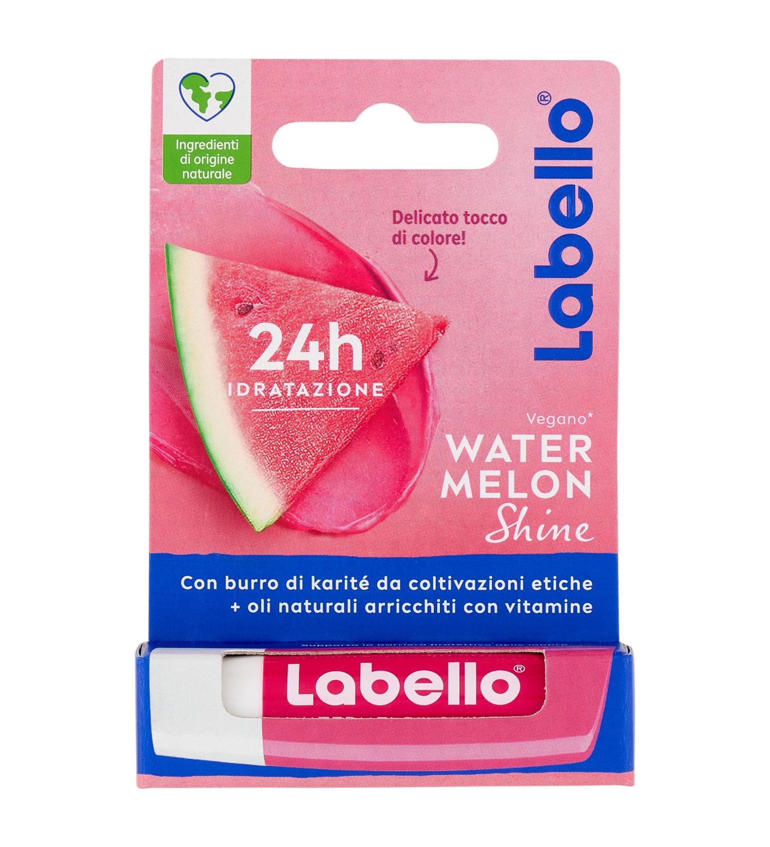 Labello Labello Watermelon Shine Burrocacao Lip 4.8g Colorful and Nourishing Lip Balm with Watermelon Aroma with Shimmer Pigments Moisturizing Lip Balm for 24 Hours with Lip Balm