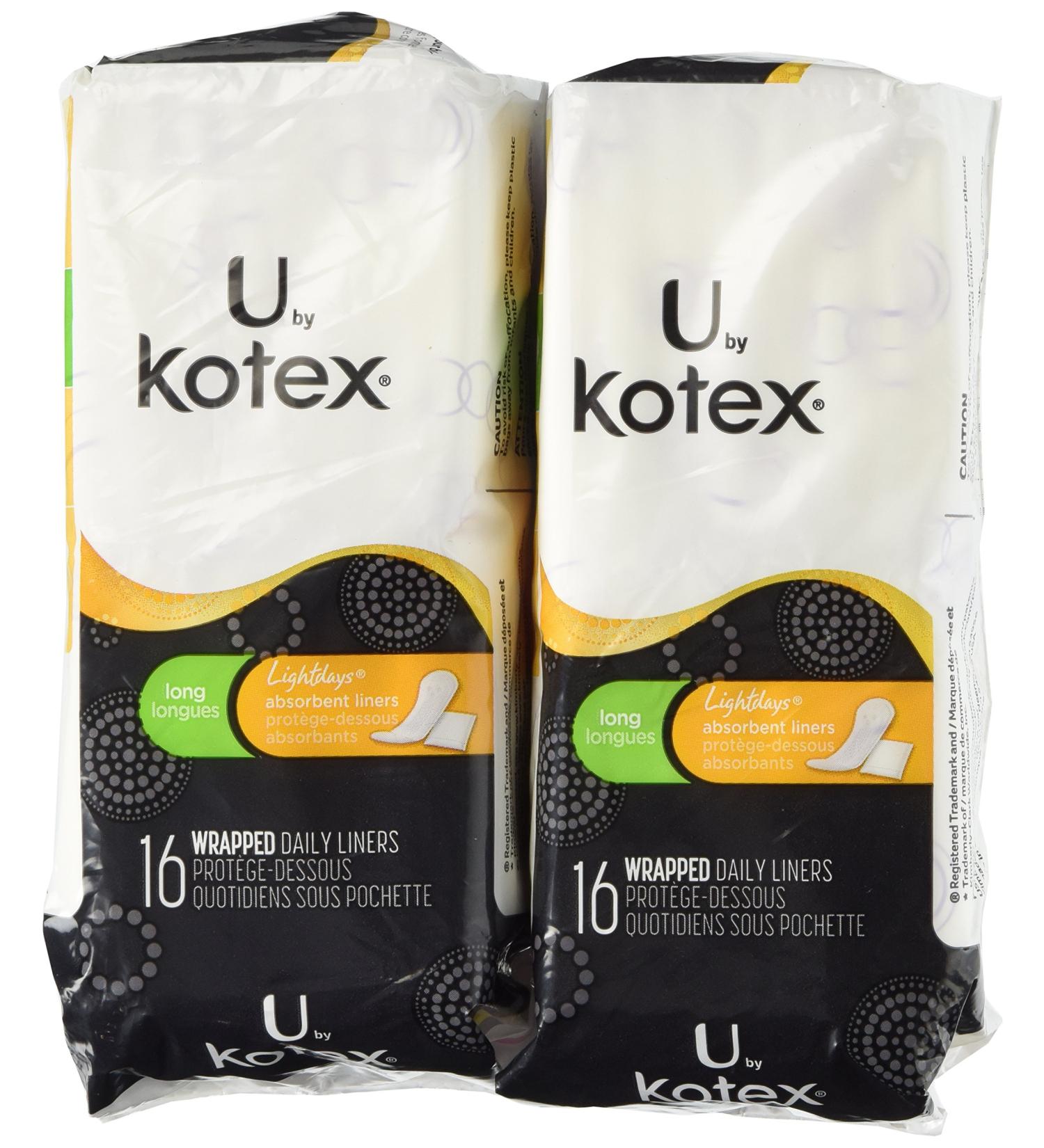 Kotex Natural Balance Long Absorbent Liners - 16 Count (Pack of 2) - Buy Online on GoSupps.com
