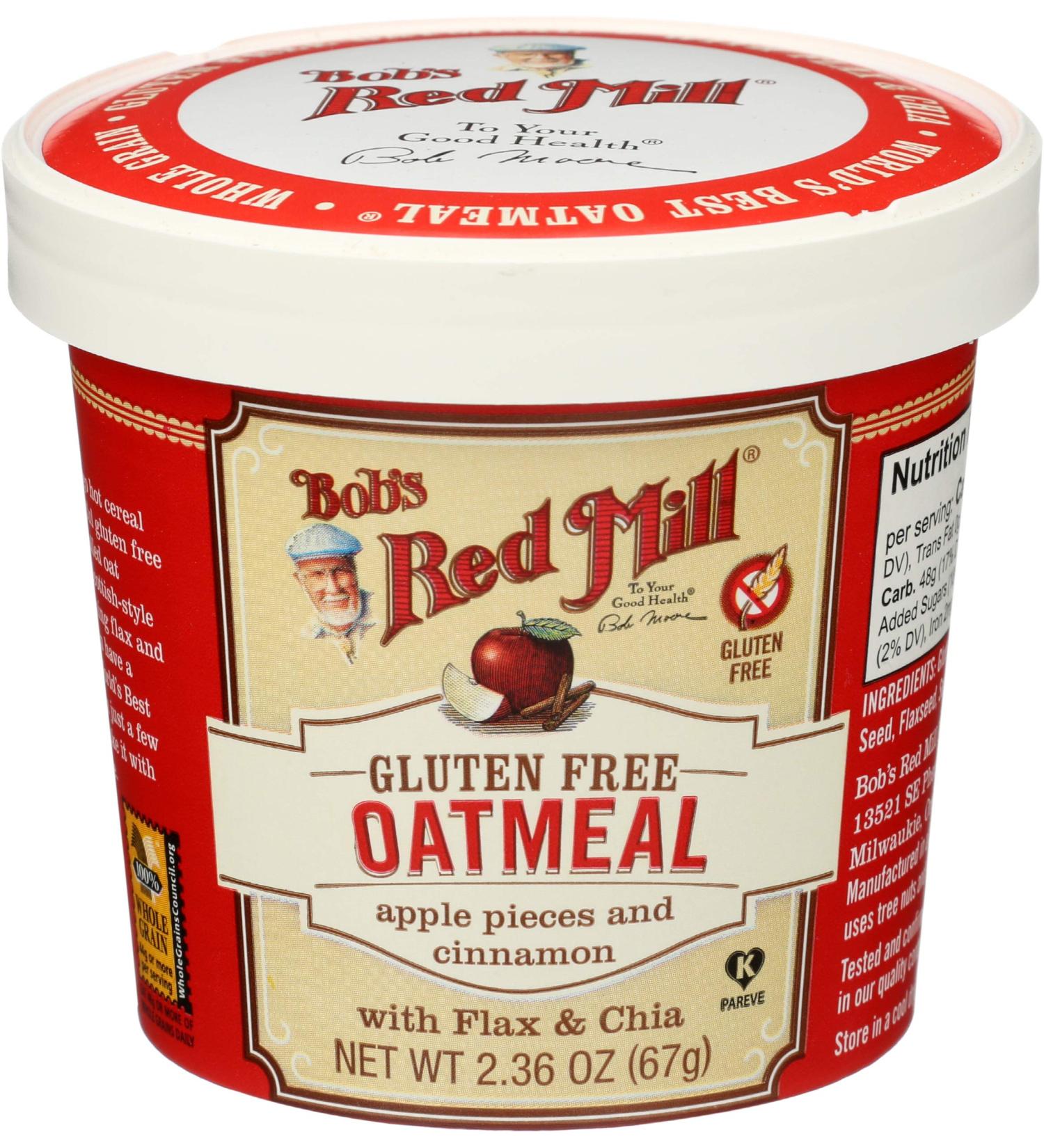 Bob's Red Mill Gluten Free Oatmeal Cup - Apple Cinnamon with Flax & Chia - 2.36 oz - Buy Online on GoSupps.com