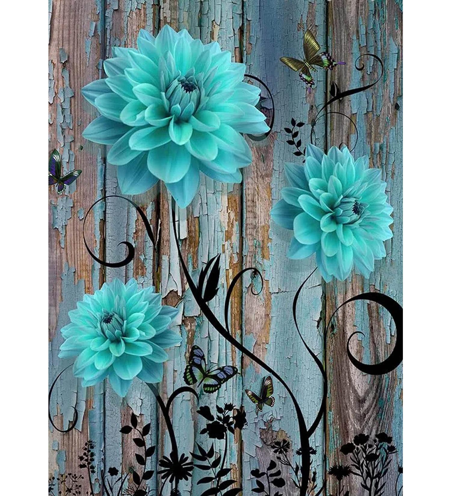 Rustic Flower Diamond Painting Kit for Adults - Farmhouse 5D DIY Full Drill Diamond Art - Gem Crafts for Home Wall Decor - Buy Online on GoSupps.com