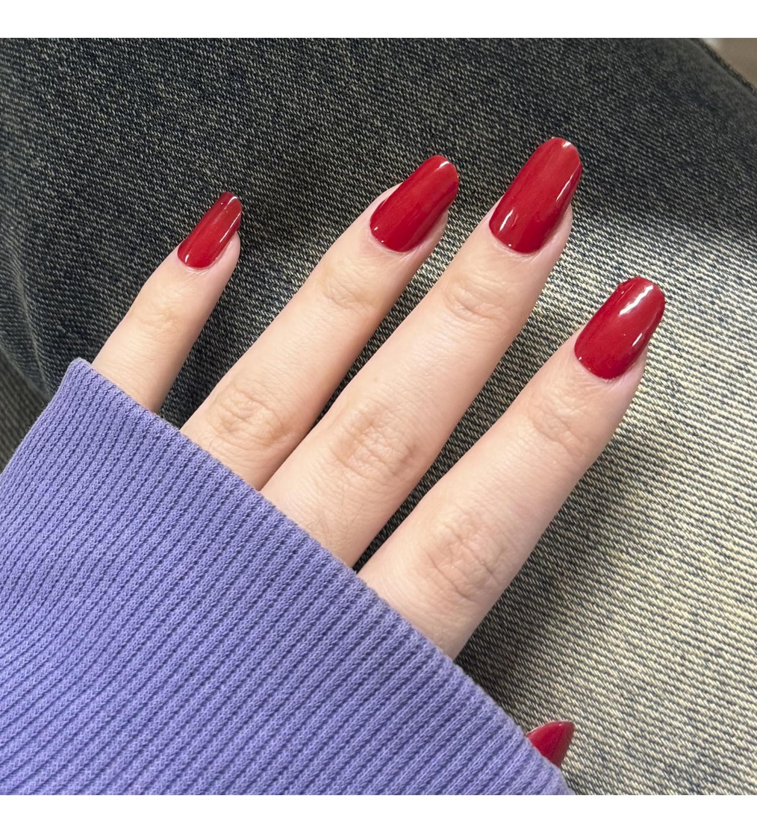 DANNI & TONI 28 Stickers Semi Cured Gel Nail Polish Strips Gel Nail Stickers Solid Colour (Scarlet Delight) Salon-Quality Gel Nail Polish Strips Manicure Stickers Set - Buy Online on GoSupps.com