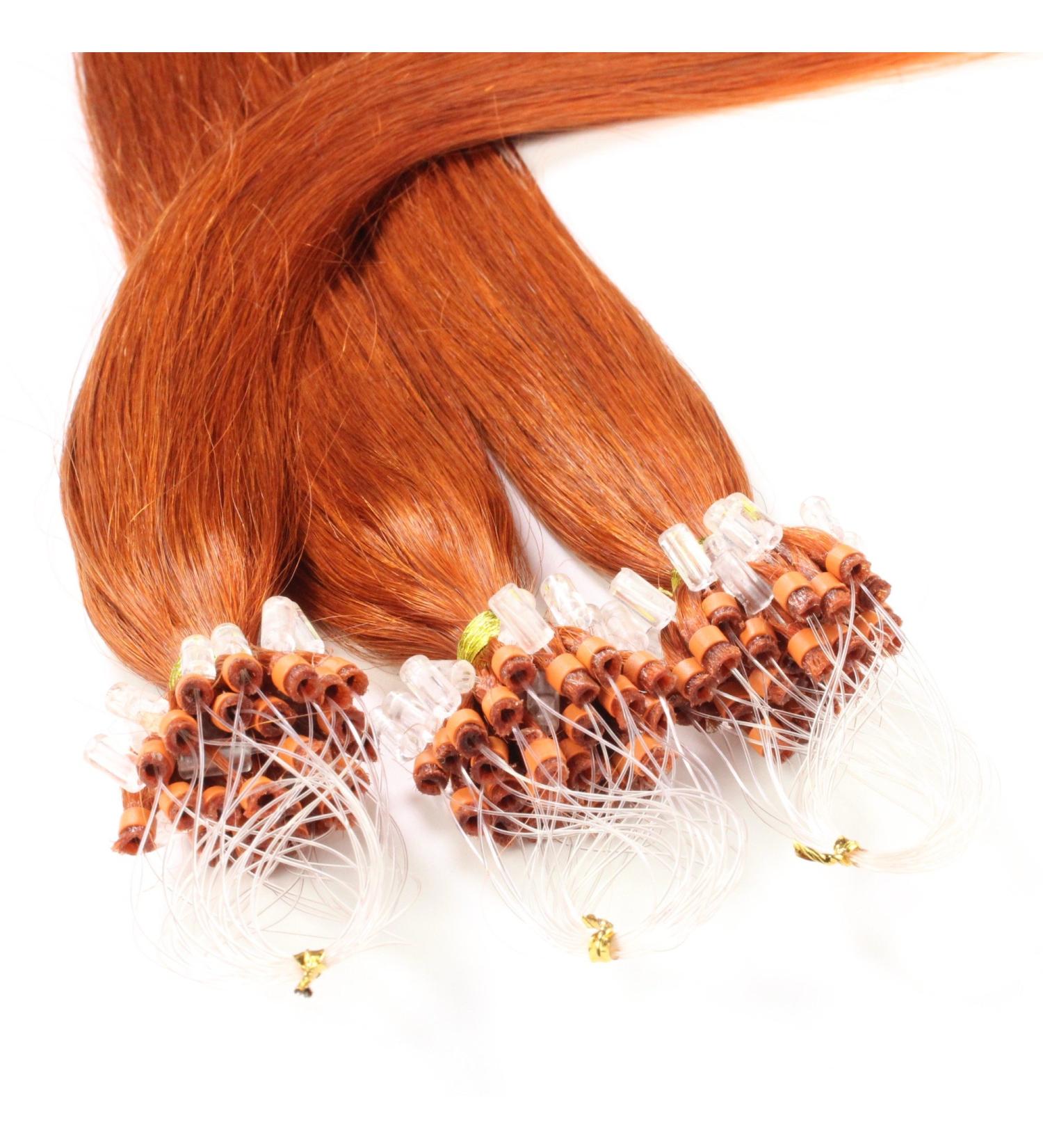 Hair2Heart 200 x 0.5g Real Hair Microring Loop Extensions - 60cm Straight - #350 Copper Red - Premium Quality Hair Extensions for International Shipping - Buy Online on GoSupps.com