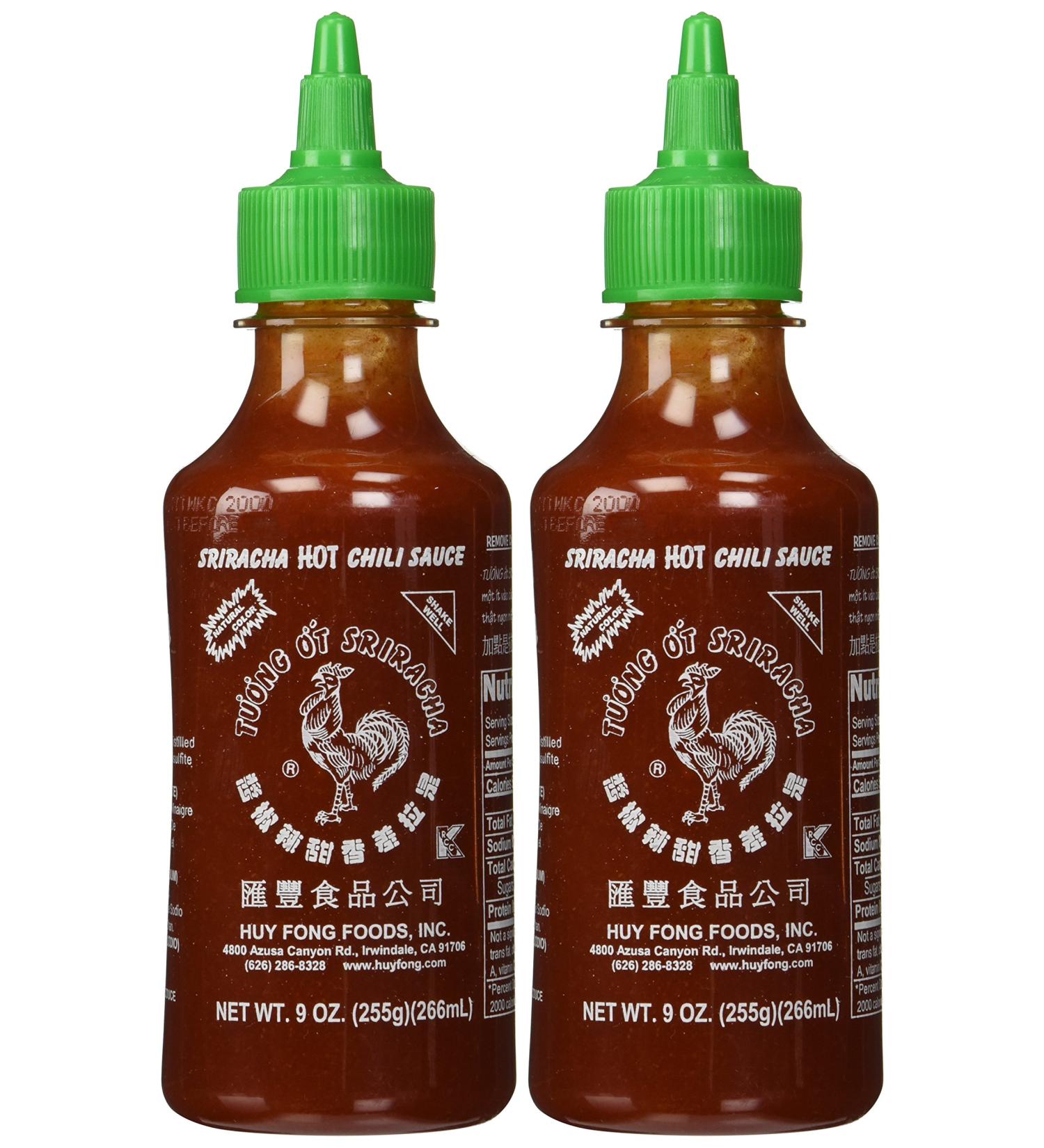 Huy Fong Sriracha Hot Chili Sauce 9oz Bottle (2 Pack) - Spicy Condiment for Extra Heat - Buy Online on GoSupps.com