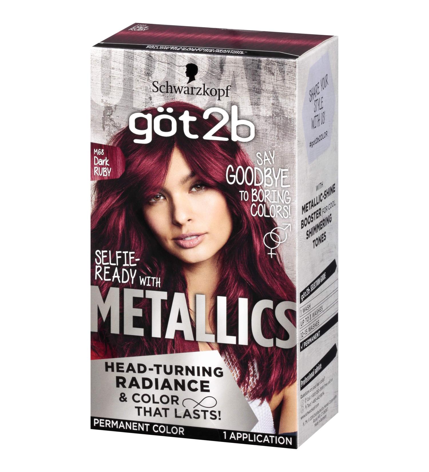 Schwarzkopf Got2b Metallics M68 Dark Ruby Permanent Hair Color - Vibrant Shade - Buy Online on GoSupps.com