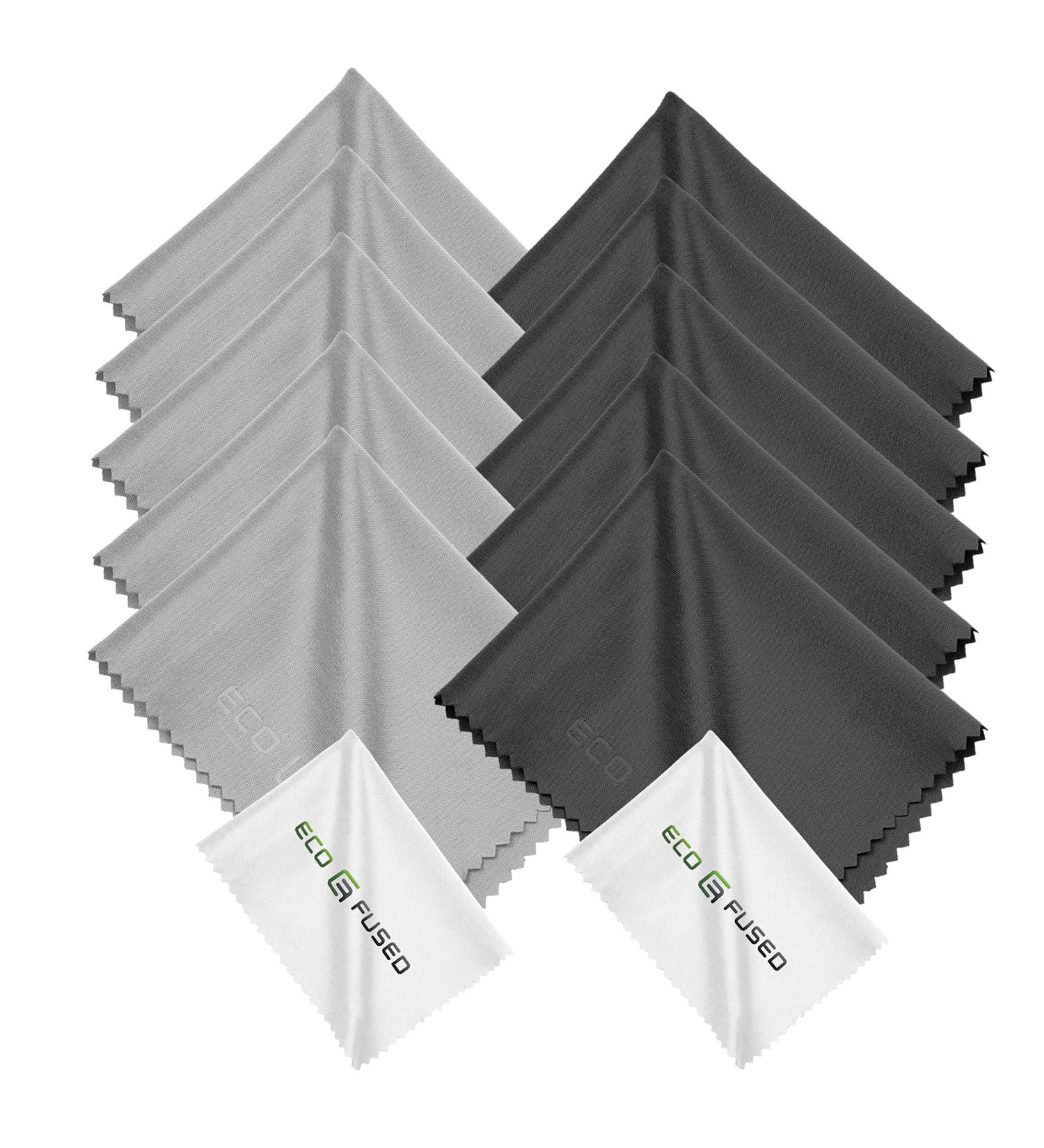 ECO-FUSED Microfiber Cleaning Cloths - 12 Pack - 6 x 7 inch - Black/Grey - Multi-Purpose Cleaning Towels - Buy Online on GoSupps.com