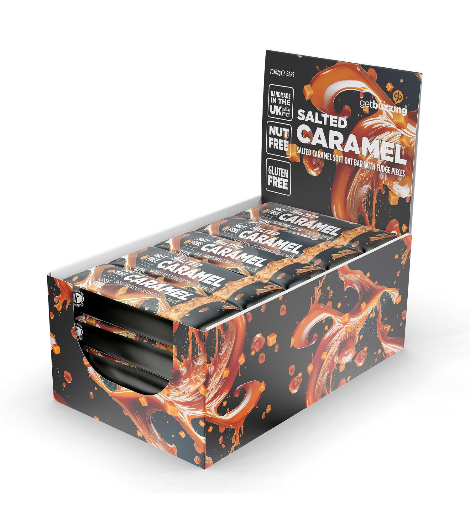 Getbuzzing Salted Caramel Flapjack - Healthy Snack & Energy Bars - Running Gym Cycling - Made in The UK - Date Pack of 20 Salted Caramel 20 Count (Pack of 1) - Buy Online on GoSupps.com