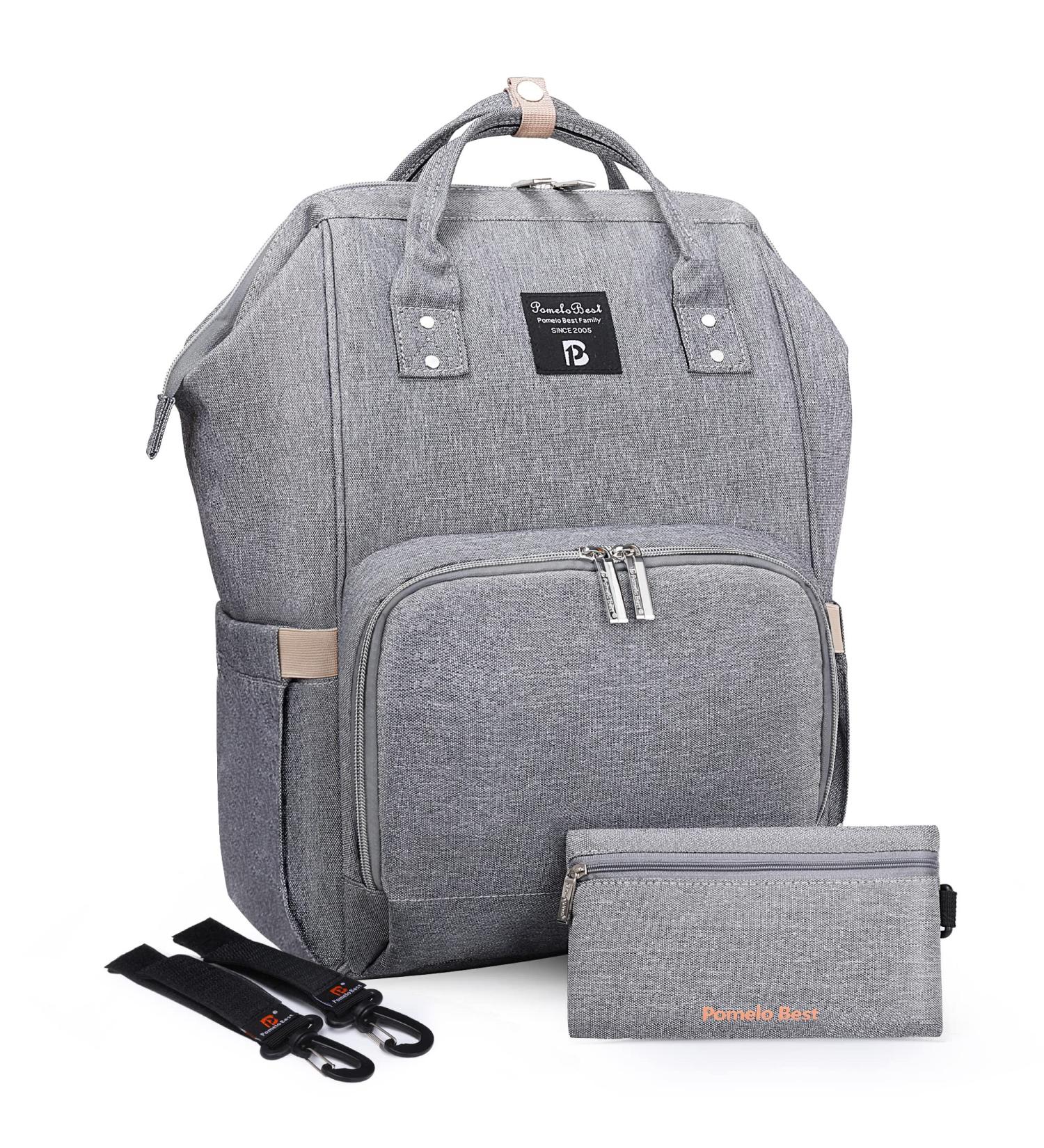 Pomelo Best Baby Diaper Backpack - Stylish Water-Repellent Large Capacity with Diaper Pad - Perfect for On-the-Go Moms - Gray - Buy Online on GoSupps.com