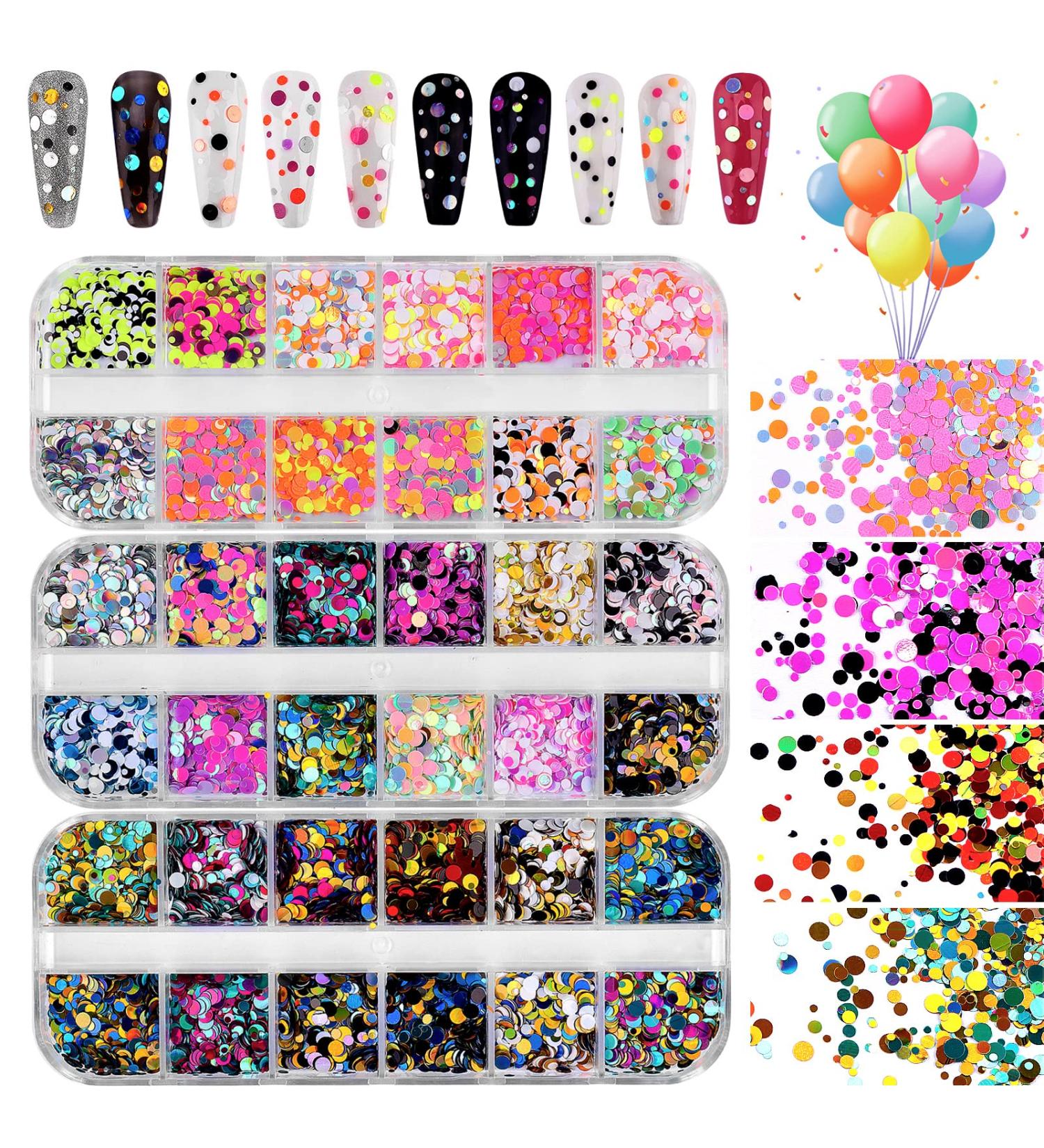 36 Color Nail Sequins - Kalolary 3D Nail Art Flakes Glitter Paillettes for Valentine s Day DIY Nail Decoration - Buy Online on GoSupps.com