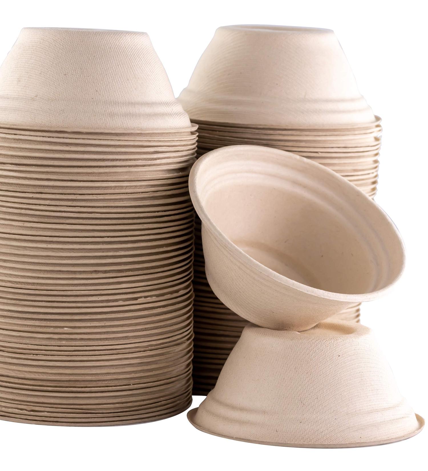 Restaurant-Grade Biodegradable 8 Oz Bowls Bulk 100 Pk - Ideal for Ice Cream, Chili, or Soup. Disposable Wheatstraw Bowls, Allergen-Free, Leakproof, Microwave Safe - Buy Online on GoSupps.com