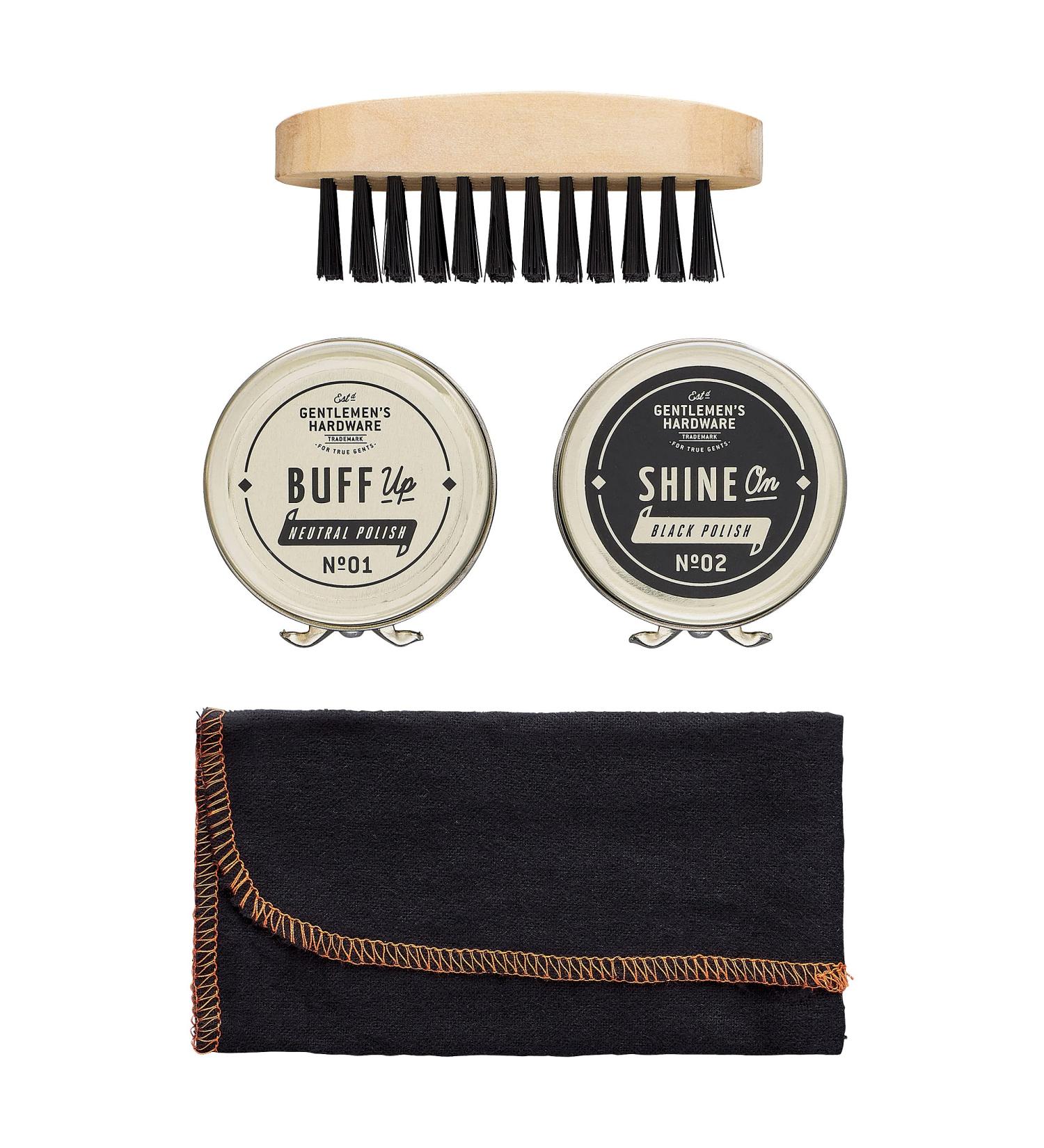 Gentlemen's Hardware Men's Leather Shoe Shine Tin Travel Kit Neutral/Black 1-Brush - Buy Online on GoSupps.com