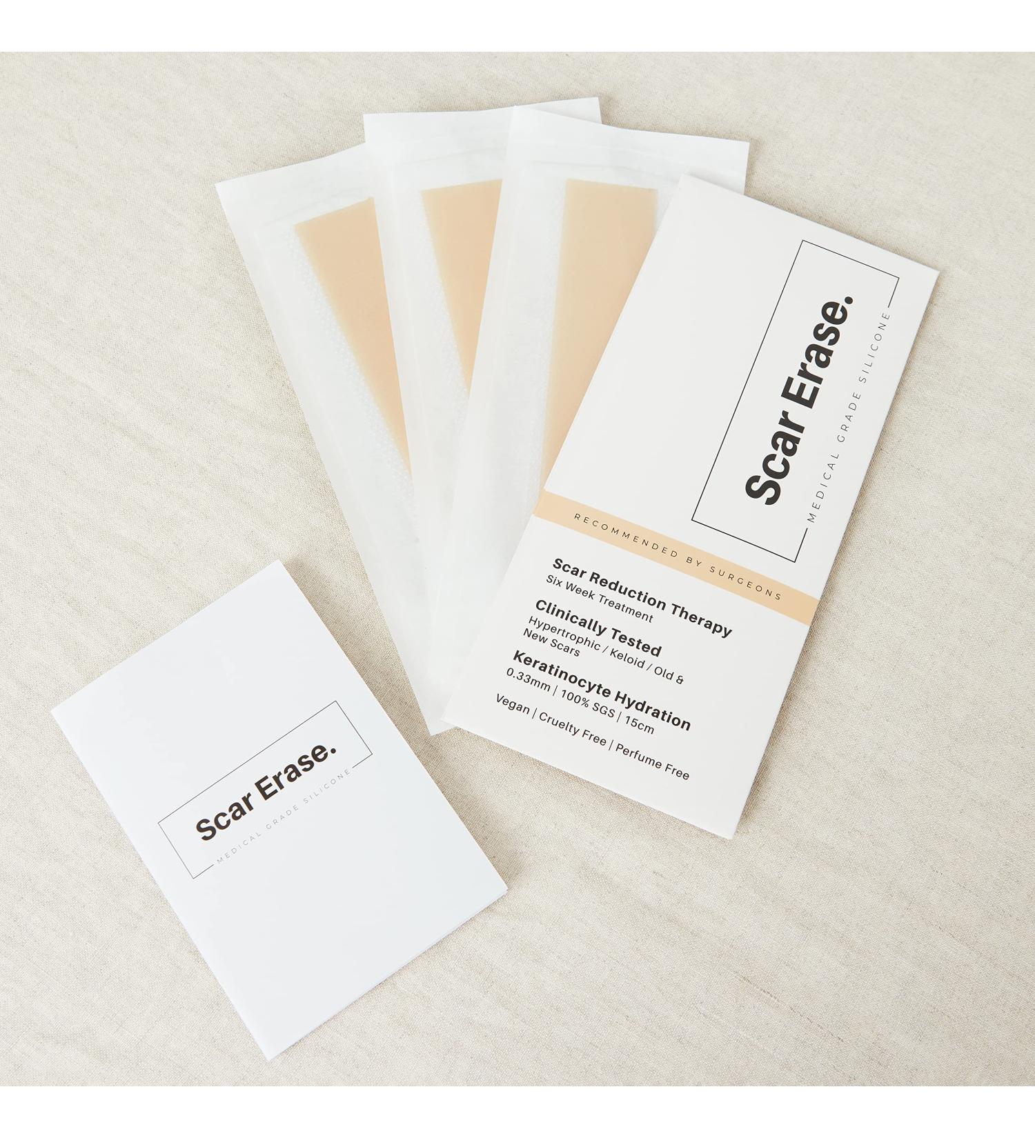 Scar Erase Silicone Scar Sheet Treatment - Soften & Flatten Surgery, Injury, Burns + C-Section Scars - 6 Week Medical Grade Strips (3cm x 15cm) - Buy Online on GoSupps.com