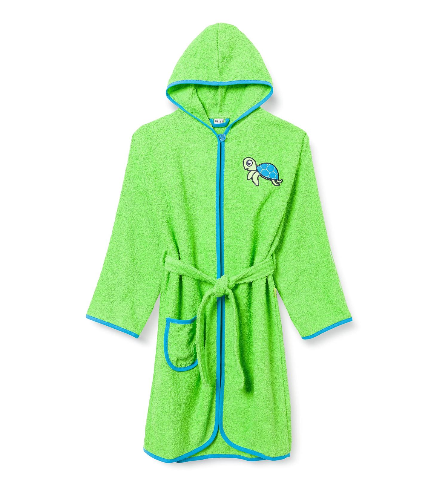 Playshoes Unisex Children's Terry Cloth Bathrobe Dressing Gown 134-140 - Cute Turtle Design for Kids | Soft & Comfy International Shipping - Buy Online on GoSupps.com